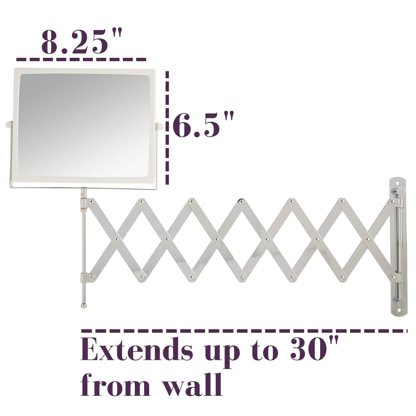 JERDON Two-Sided Swivel Wall Mount Mirror - Vanity Mirror with 5X Magnification & 30 inch Wall Extension - Model J2020C