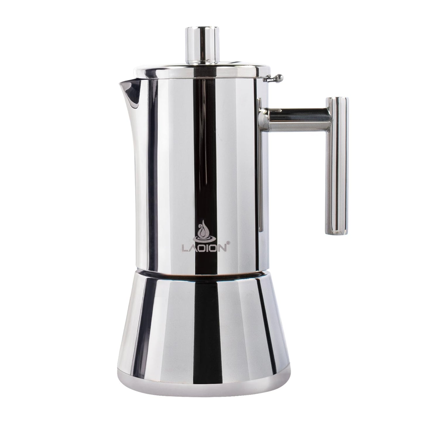 LAOION Stovetop Espresso Maker, 4Cup 6.8 oz Moka Pot, Stainless Steel Cuban and Italian Coffee Maker for Cafetera Cubana, Greca De Cafe Induction Stovetop Compatible, Coffee Gift for Home Travel