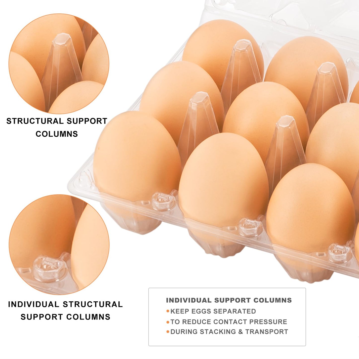 Lixavaer 180 Pack Clear Plastic Egg Cartons, Reusable Stackable Egg Containers for Farm, Market & Fridge Storage, 3×4 Grid