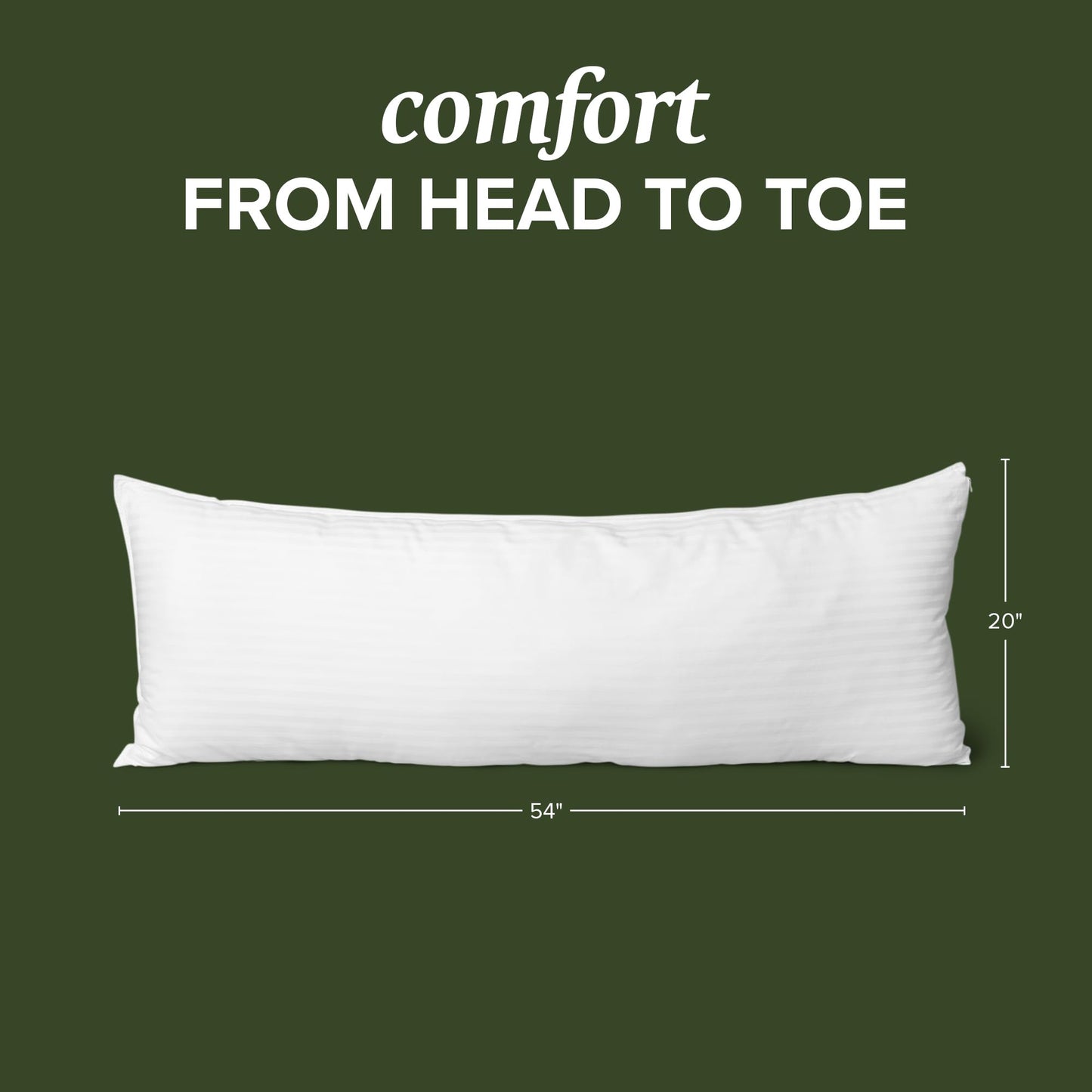 Beckham Hotel Collection Customizable Body Pillow with Soft Extra Fill – Cotton Shell & Soft Down Alternative Fill – 20"x54" - Body Pillow Insert for Sleeping & Reading - Long Pillow For Side Sleepers