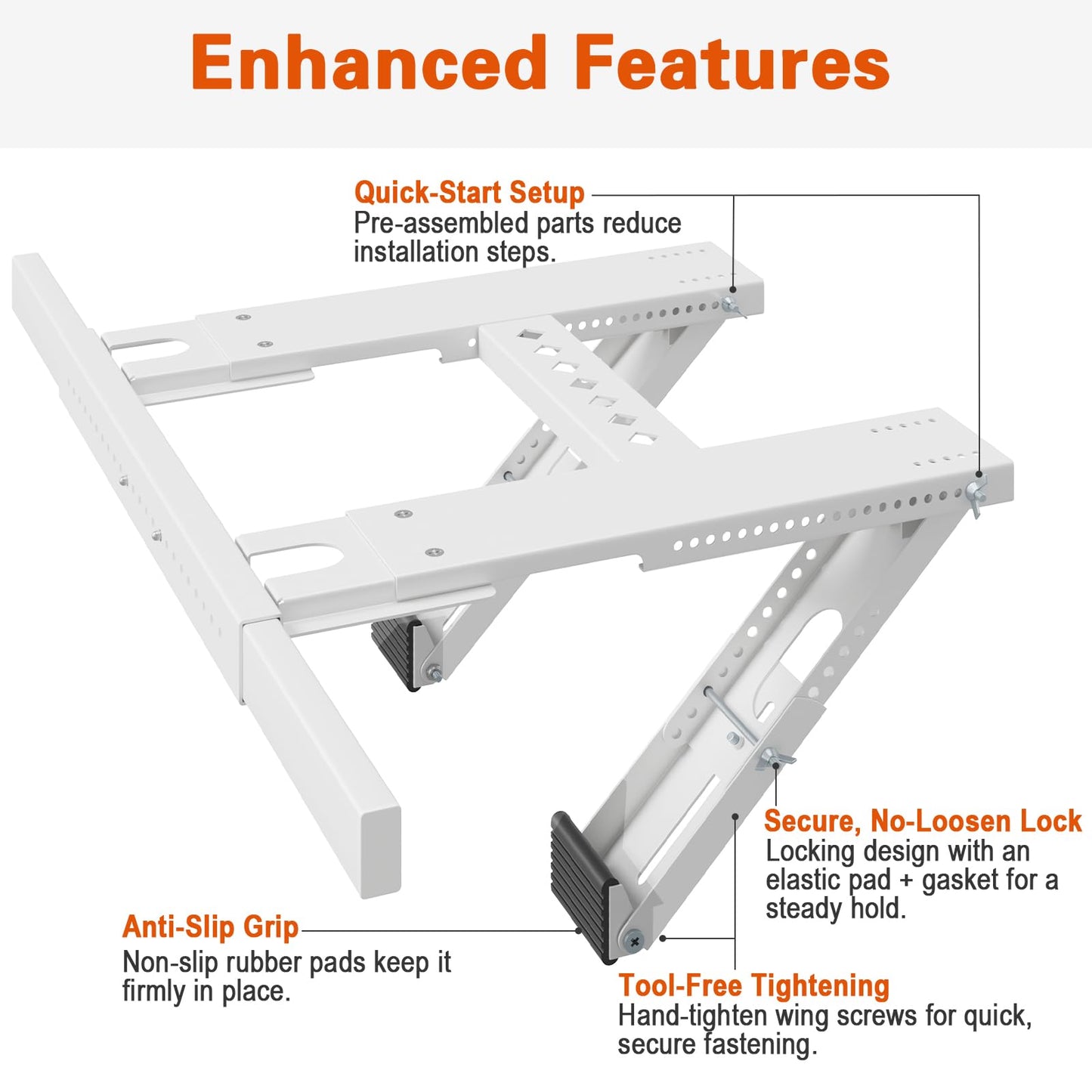 LuckIn Update Window Air Conditioner Support Bracket No Drilling, No Tools, Quick Install, Heavy Duty Window AC Bracket Supports Up to 220lbs, Fits Single & Double-Hung Windows