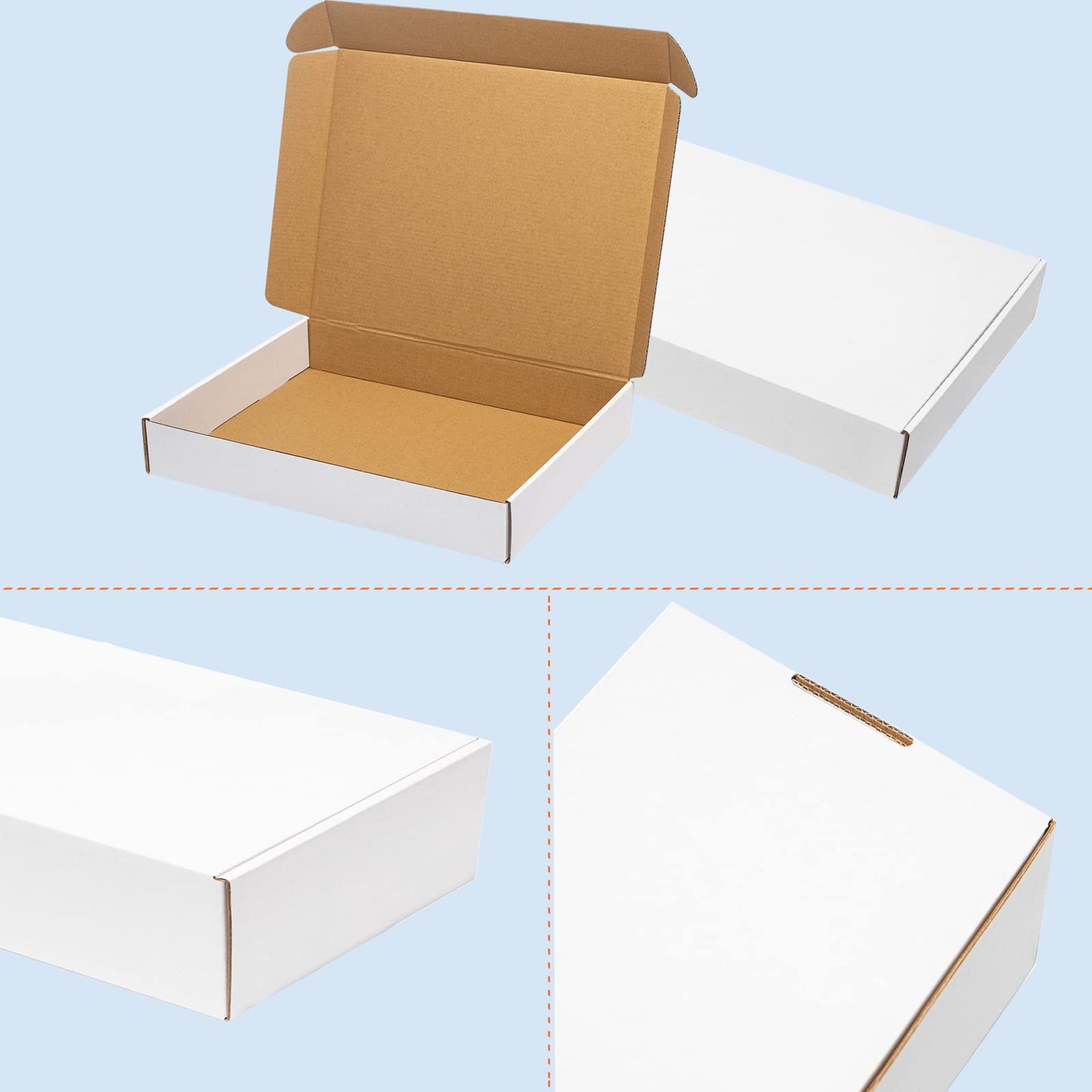 Wowxyz 17x11x3" Shipping Boxes 20 Pack White Corrugated Cardboard Mailing Boxes for Small Business - Flat Literature Mailer Packaging Supplies