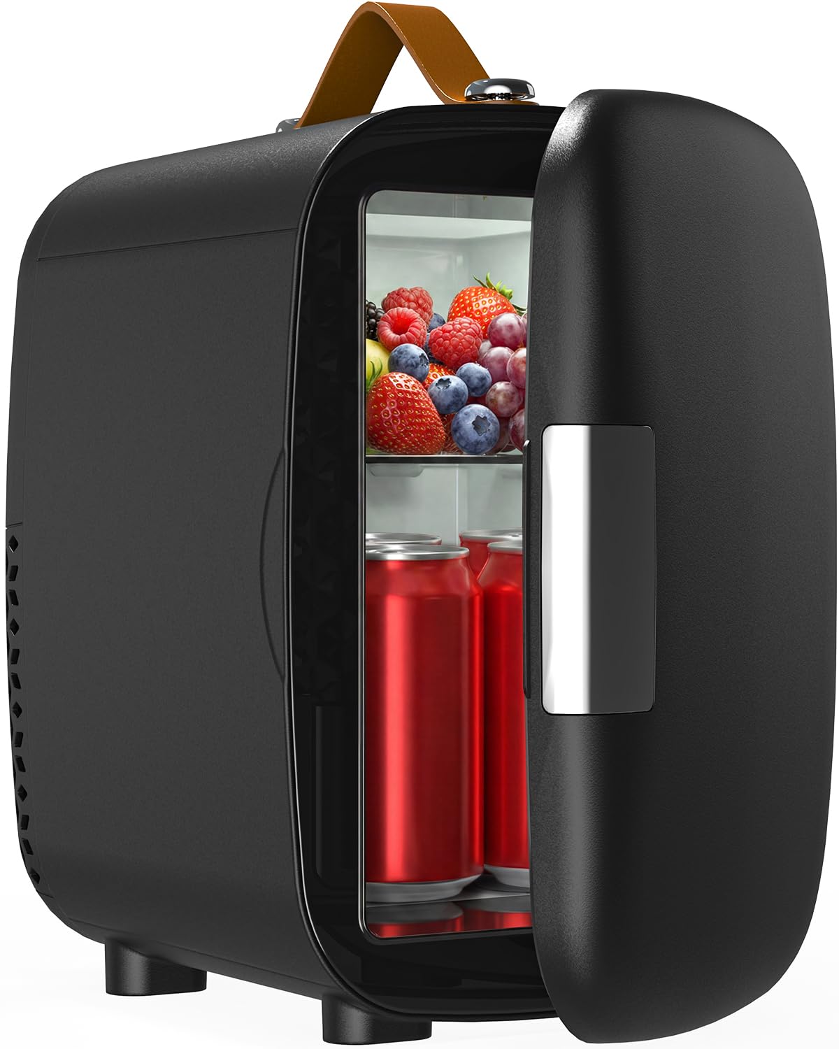 FANSEXPERT Cosmetic Fridge, Portable Mini Fridge for Skincare Food Drinks, 4L/6 Can Electric Plug In Cooler & Warmer, AC/DC Skincare Refrigerator for Bedroom Office Car Dorm (Black)