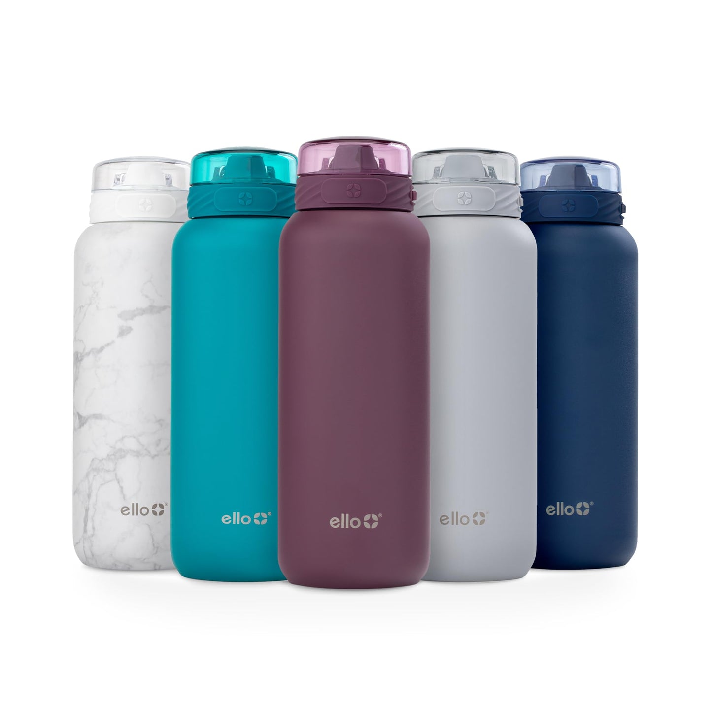 Ello Cooper 22oz Stainless Steel Water Bottle Vacuum Insulated with Straw and Carry Handle, Leak Proof Locking Lid with Soft Silicone Spout, Fits Car Cupholder, Dishwasher Safe, Figgy Pudding