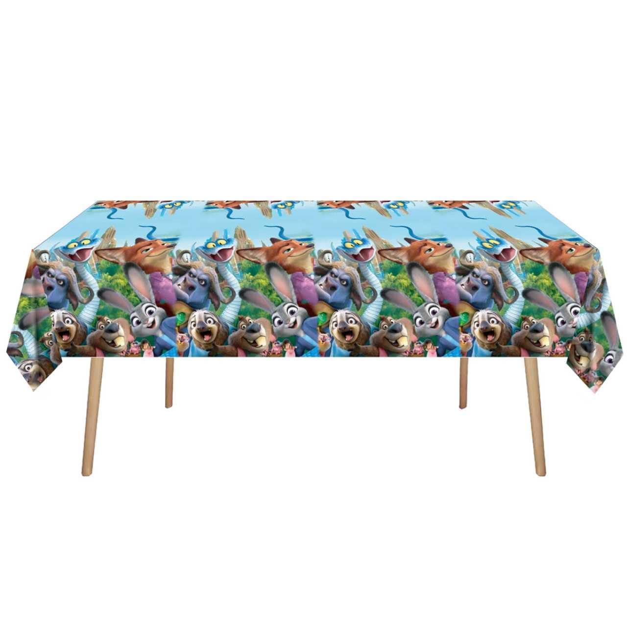 68PCS Zootopia2 Party Tableware Set, Including 6 Hanging Swirls, 1 Tablecloth (71''x42''), 20 7-inch Plates, 20 9-inch Plates, 20 Napkins, 1 Banner Zootopia Themed Birthday Party Decoration Supplies