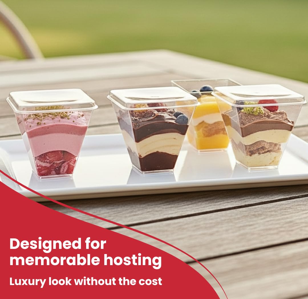 Crystry 100 Pack 5 oz Plastic Dessert Cups with Lids and Spoons Clear Mini Parfait Cups Dessert Shooter Cups for Party Pudding Mousse Tiramisu Trifle Yogurt BPA Free Vasitos para Postres con Tapa