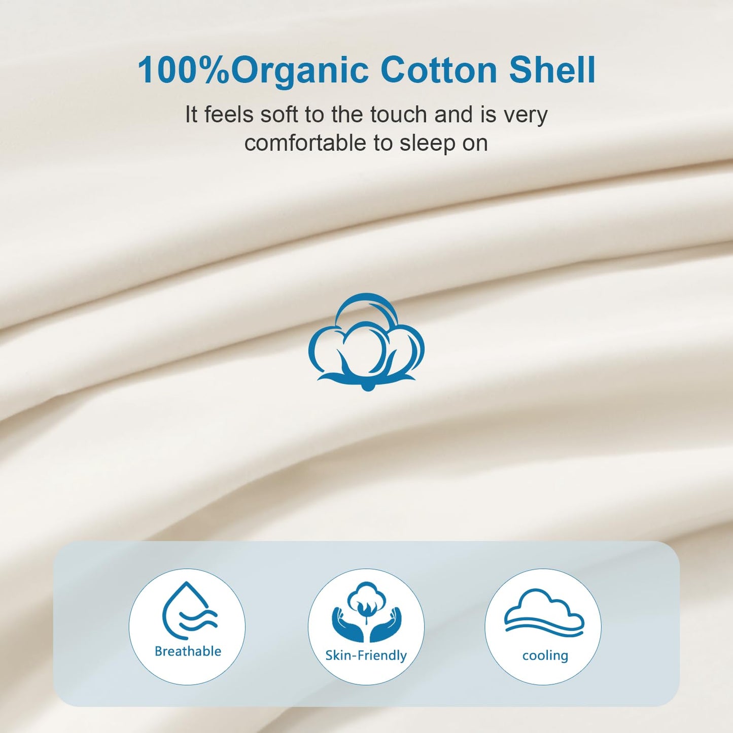 MIOTO Organic Buckwheat Pillow for Sleeping with Dual-Layer Pillowcase and Extra Tartary Buckwheat Hulls, Adjust Height and Firmness, Neck Support Pillow for Back and Side Sleepers 14"x20"
