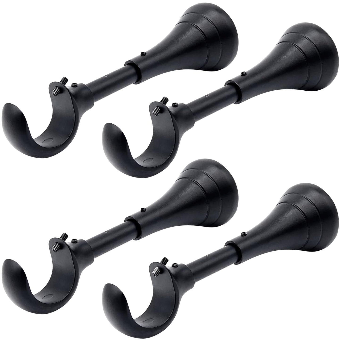 Heavy Duty Curtain Rod Brackets for Wall, 6 inch Curtain Rod Brackets, Extra Long Holder for Heavy Curtains, for 3/4 to 1 inch Rods, 4 pcs Extended Wall Mount Holders, Set of Four, Black