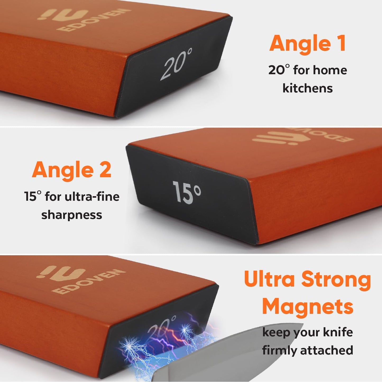 Premium Rolling Knife Sharpener Kit - Magnetic Manual Knife Sharpener with Diamond & Ceramic Discs, Two Extra Discs, Leather Strop & Stand, 15° & 20° Angle Guides, Gift for Chefs & Home Cooks
