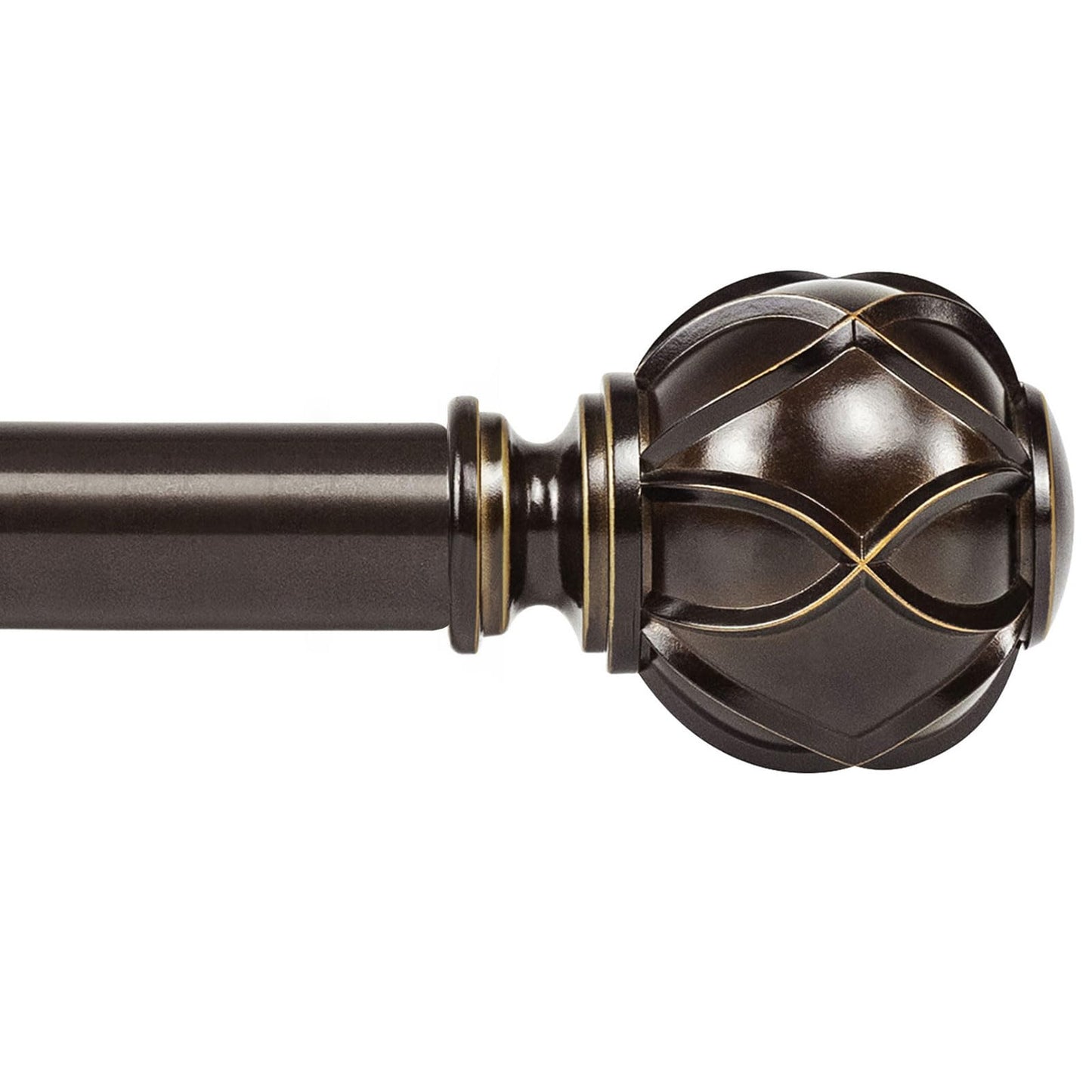 KAMANINA Curtain Rods for Windows 72 to 144 Inches (6-12ft) Long Heavy Duty Curtain Rod, 7/8 Inch Adjustable Decorative Drapery Rods with Netted Texture Finials, Bronze, Size: 32-144"