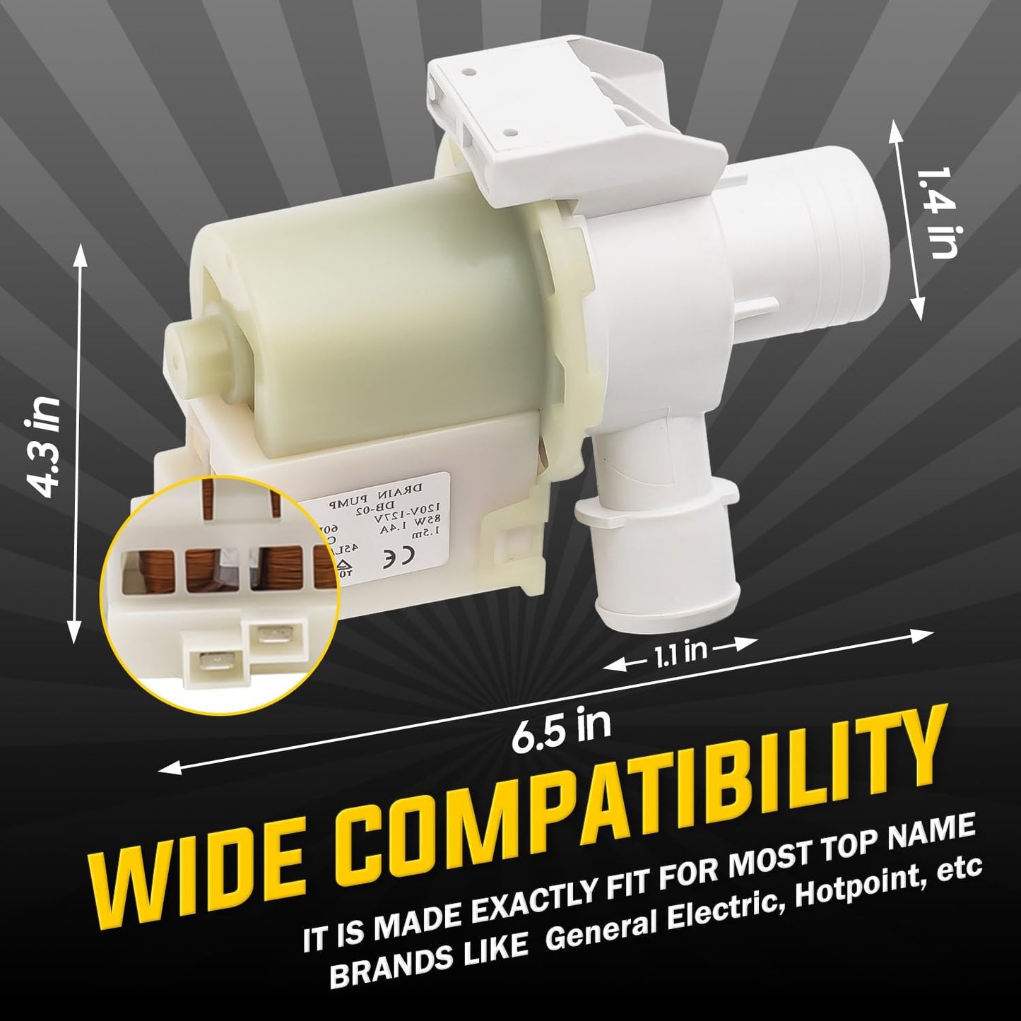 GE WH23X10030 Washer Drain Pump by Seentech - Compatible with GE Washers - Replace P5803461 WH23X10013 14389643P001 3015301 J27-769 PS8768445 TRUCK TRUCK-1 WH23X0081 WH23X0091 WH23X0092