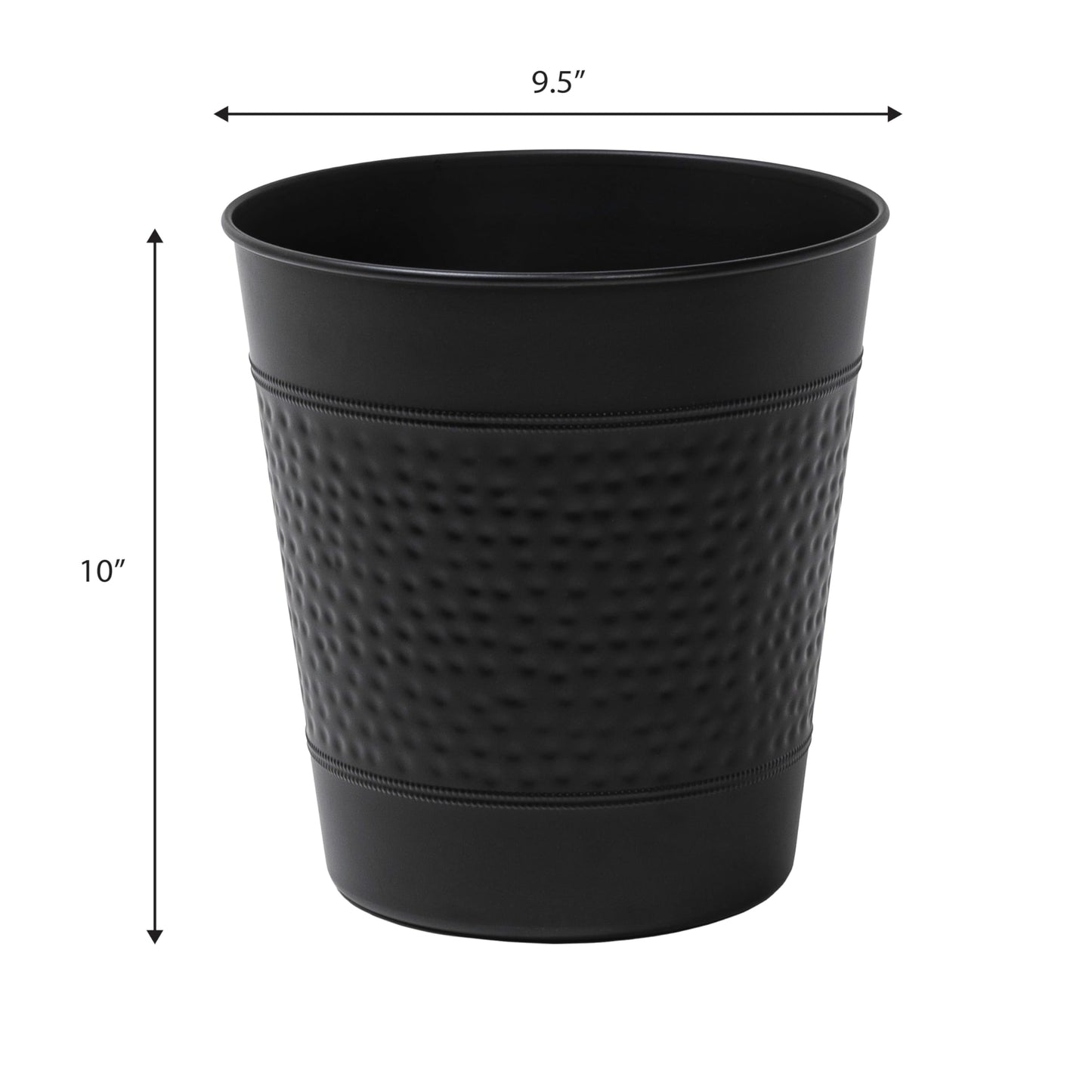 happimess HPM1111A Riley Modern Classic Hammered Steel Accent 2-Gallon Wastebasket for Home, Bathroom, Living Room, Office, Bedroom, Kitchen, Matte Black