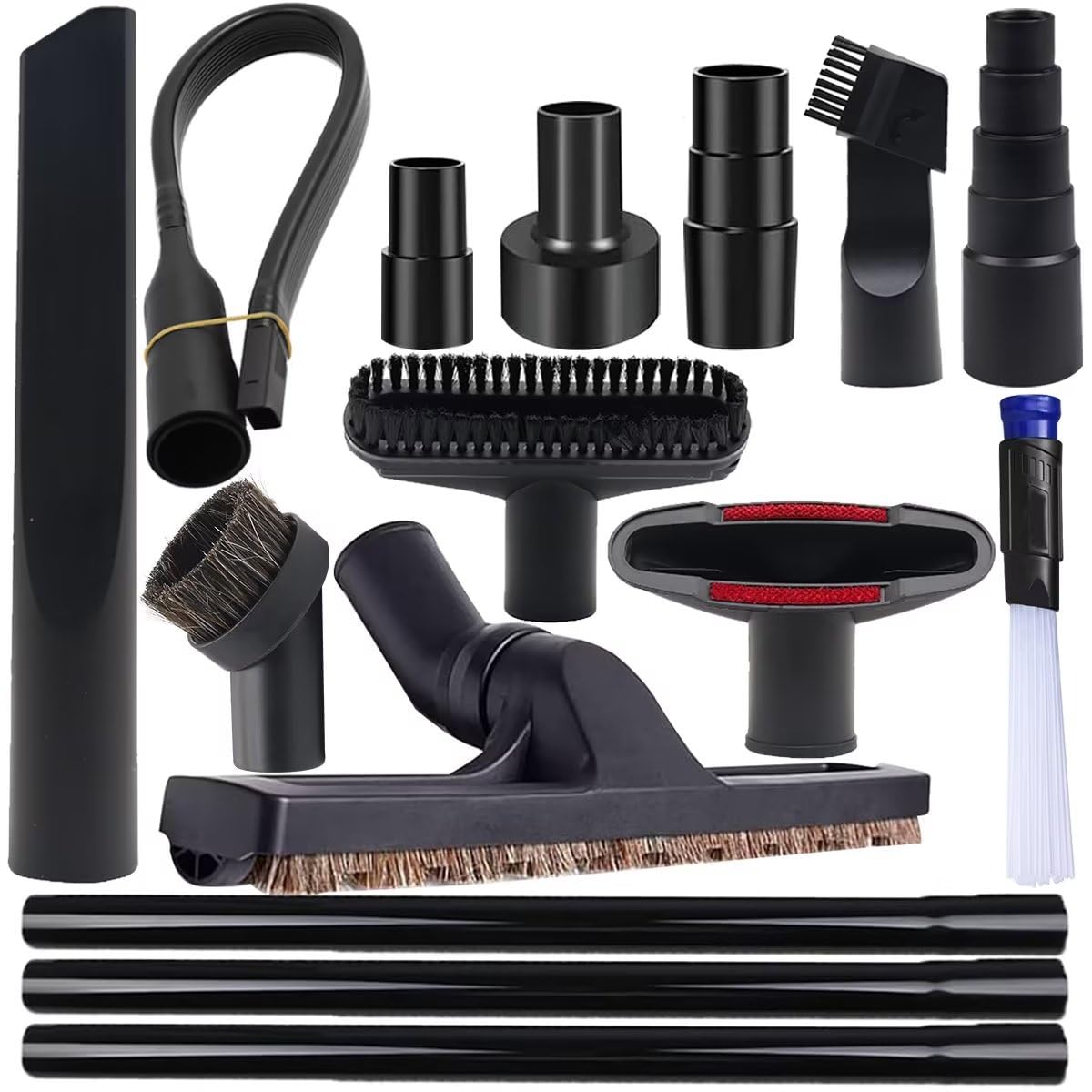 IN VACUUM 15 Pcs Universal Vacuum Attachments & Brushes for Shop Vac Accessories - 2 1/2" to 1 1/4" Hose Adapter for Shop Vac, 1 7/8" to 1" Vacuum Hose Adapter, 1 1/4" Shop Vacuum Cleaner Attachments
