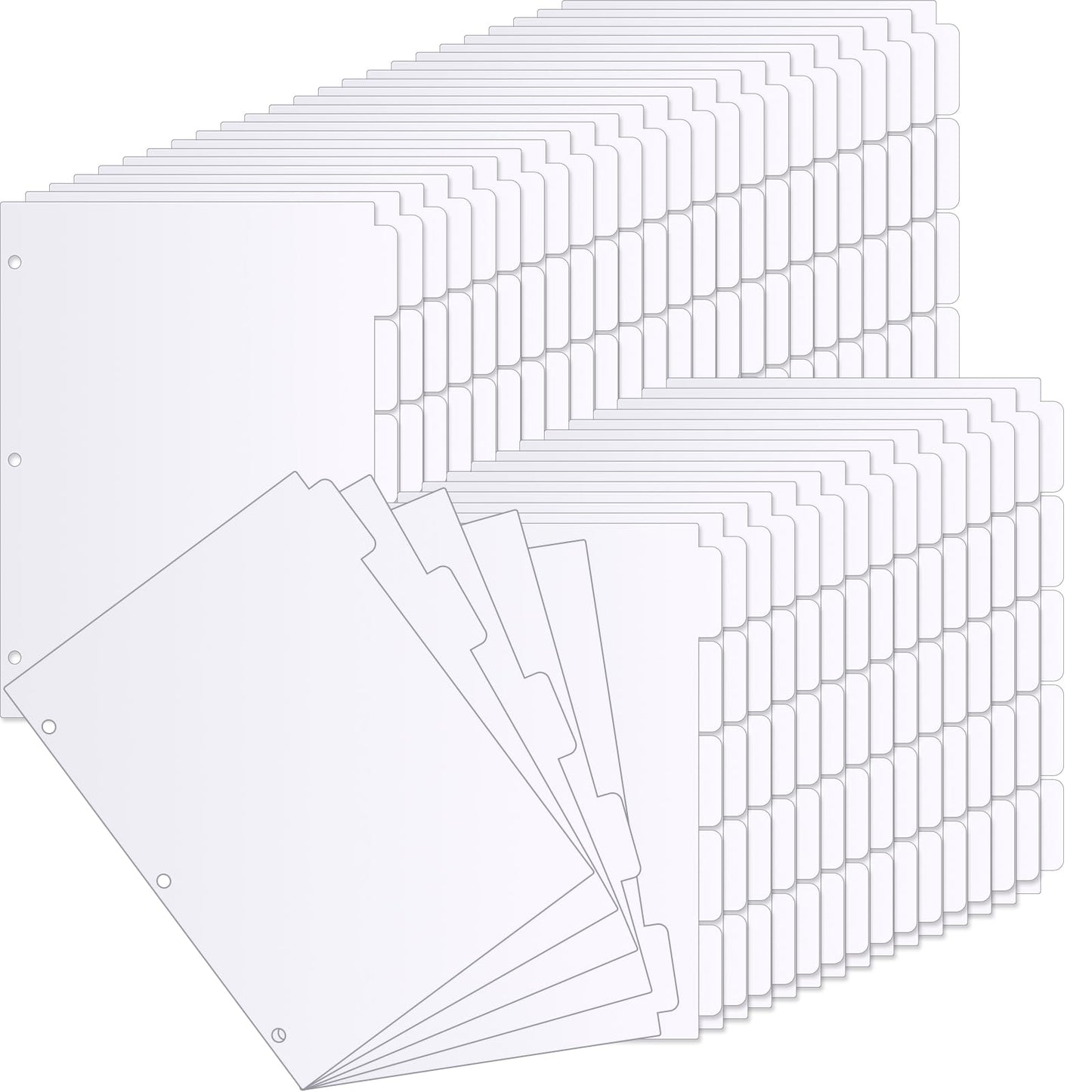 Thenshop 40 Sets/200 Pack Binder Dividers, Letter Size 9 X11.5 Inch 5 Tab Dividers for 3 Ring Binder Writable Index with Big Tab for School Office Home Organization(White)