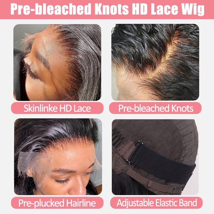 14 Inch Short Bob Wigs 13x4 Deep Wave Bob Wig Human Hair 180% Density Deep Curly 100% Virgin Human Hair Pre Plucked Wet and Wavy Glueless Transparent Lace Frontal Wig for Women Natural Hairline