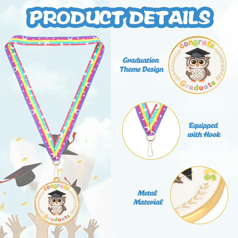 Kindergarten Preschool Graduation Medal 2026, 24Pcs Prek Graduation Medals for Kids Student Graduating Award Medallion with Rainbow Neck Ribbon, Kindergarten Preschool Prek Graduation Gift Party Decor