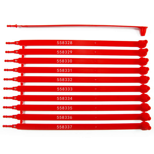 1000 Plastic Security Seals - Numbered Tamper Seals for Trucks, Trailers, Containers (Red)