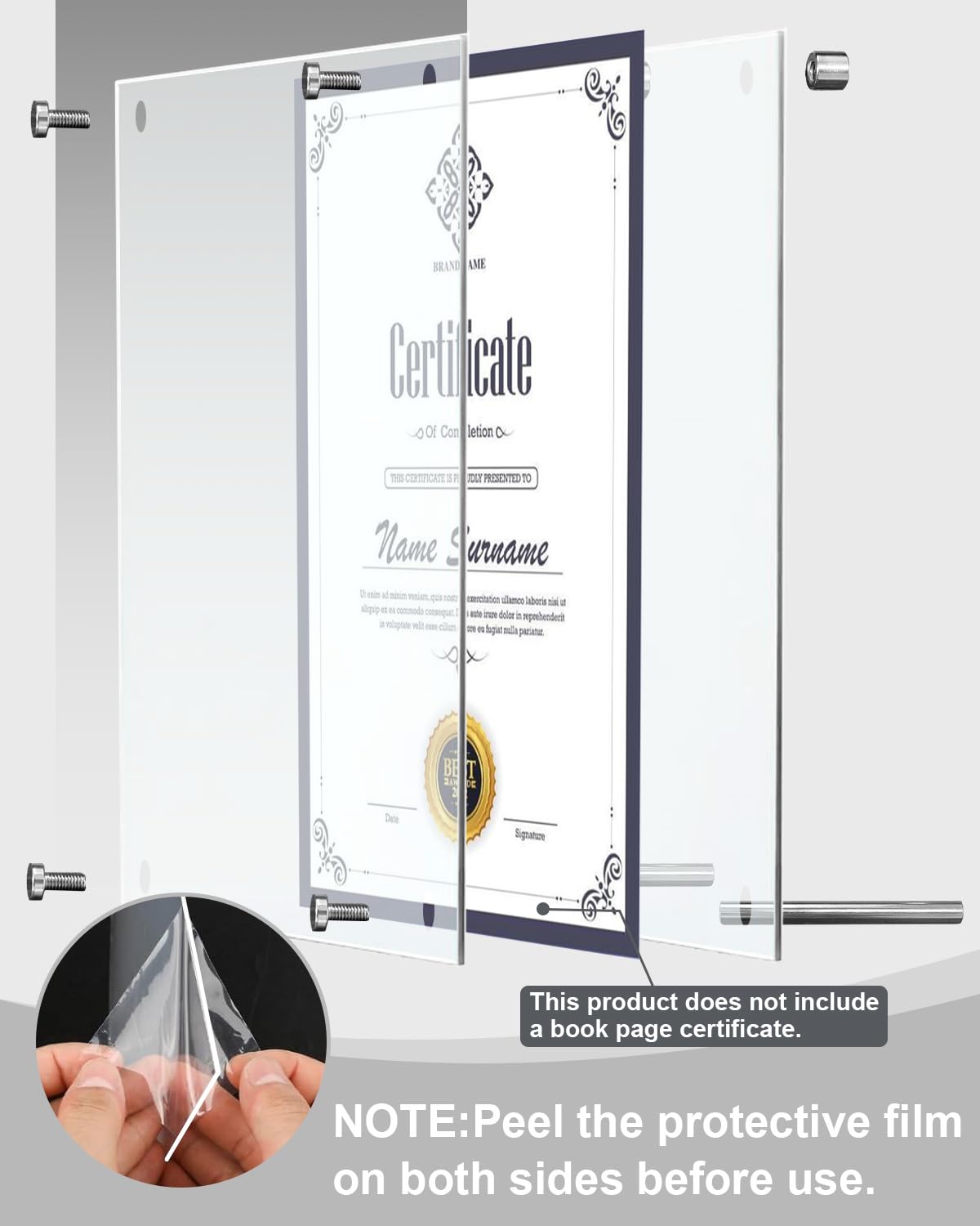 GooodiderX 2PCS Award Plaques,13 x 9.5 in Acrylic Certificate Frame,Employee of The Month Plaque,Picture Plaques Holds A4 Size Paper,Placed Your Award,Diploma Certificate (Acrylic Plaque 2pcs)
