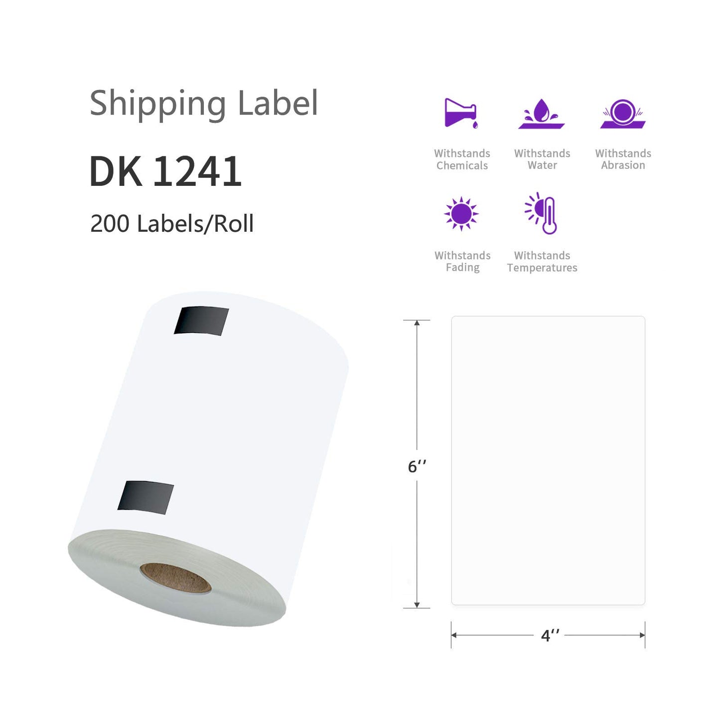 AveneMark - 12 Rolls Compatible with Brother DK-1241 (4" x 6") Replacement Shipping Labels - 200/Roll DK Adress Labels for Brother QL Label Printers - Include 1 Detachable Frame