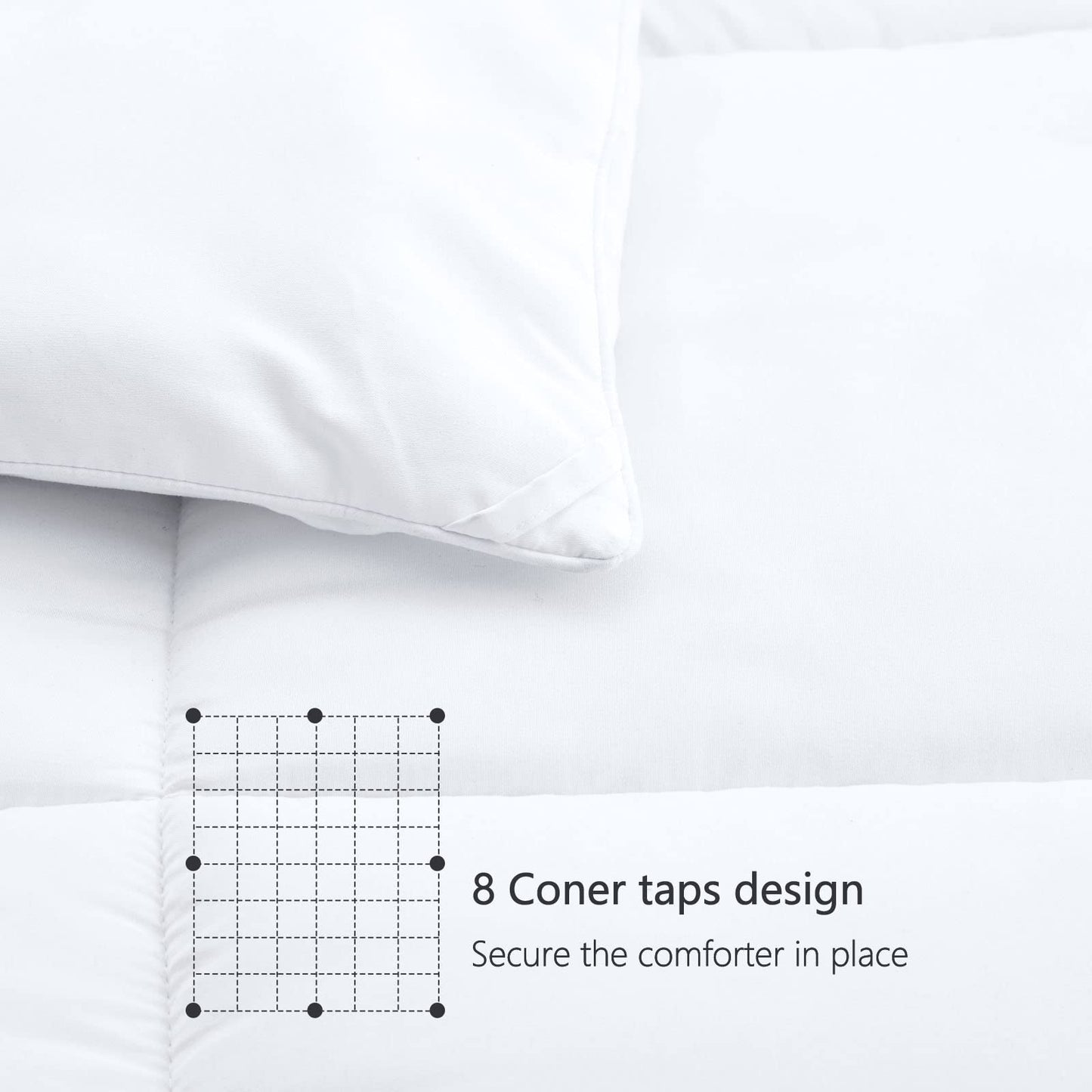 TEXARTIST Premium 2100 Series Queen Comforter All Season Breathable White Comforter Soft 4D Spiral Fiber Quilted Down Alternative Duvet Insert with Corner Tabs Luxury Hotel Style (88"x88")