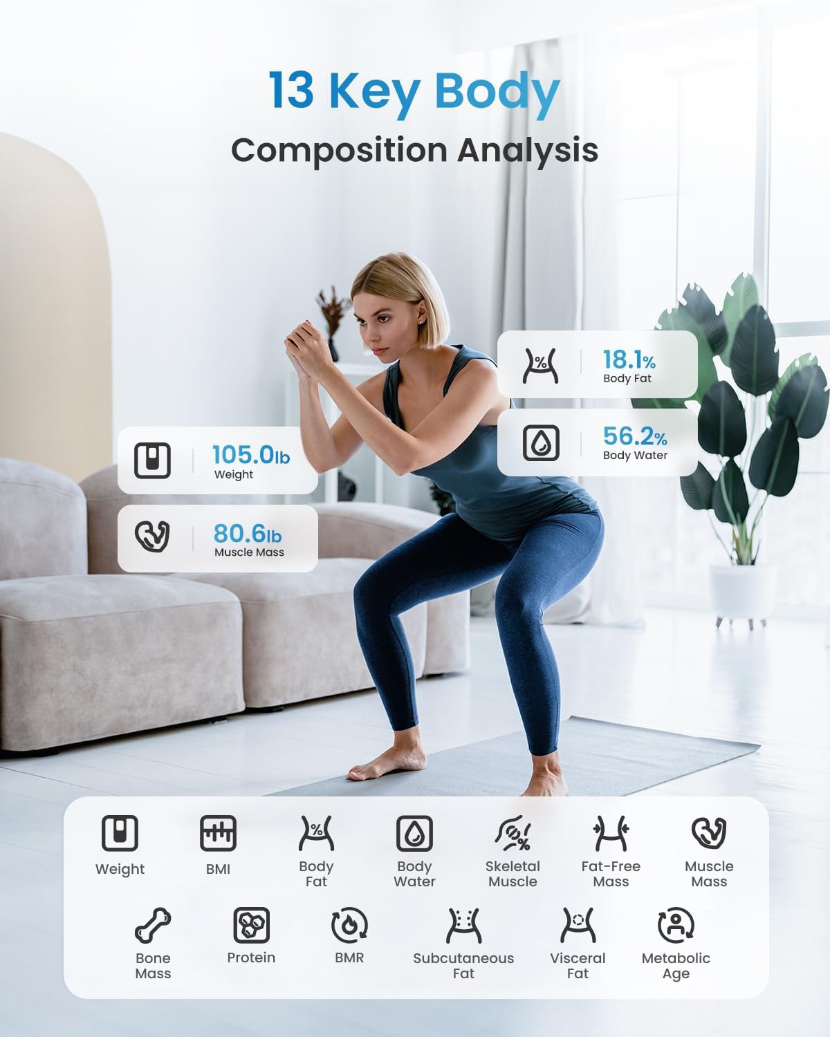 RENPHO Smart Scale for Body Weight, FSA&HSA Eligible, Digital Bathroom Scale BMI Weighing Bluetooth Body Fat Scale, Body Composition Monitor Health Analyzer with Smartphone App (White, 11"/280mm)