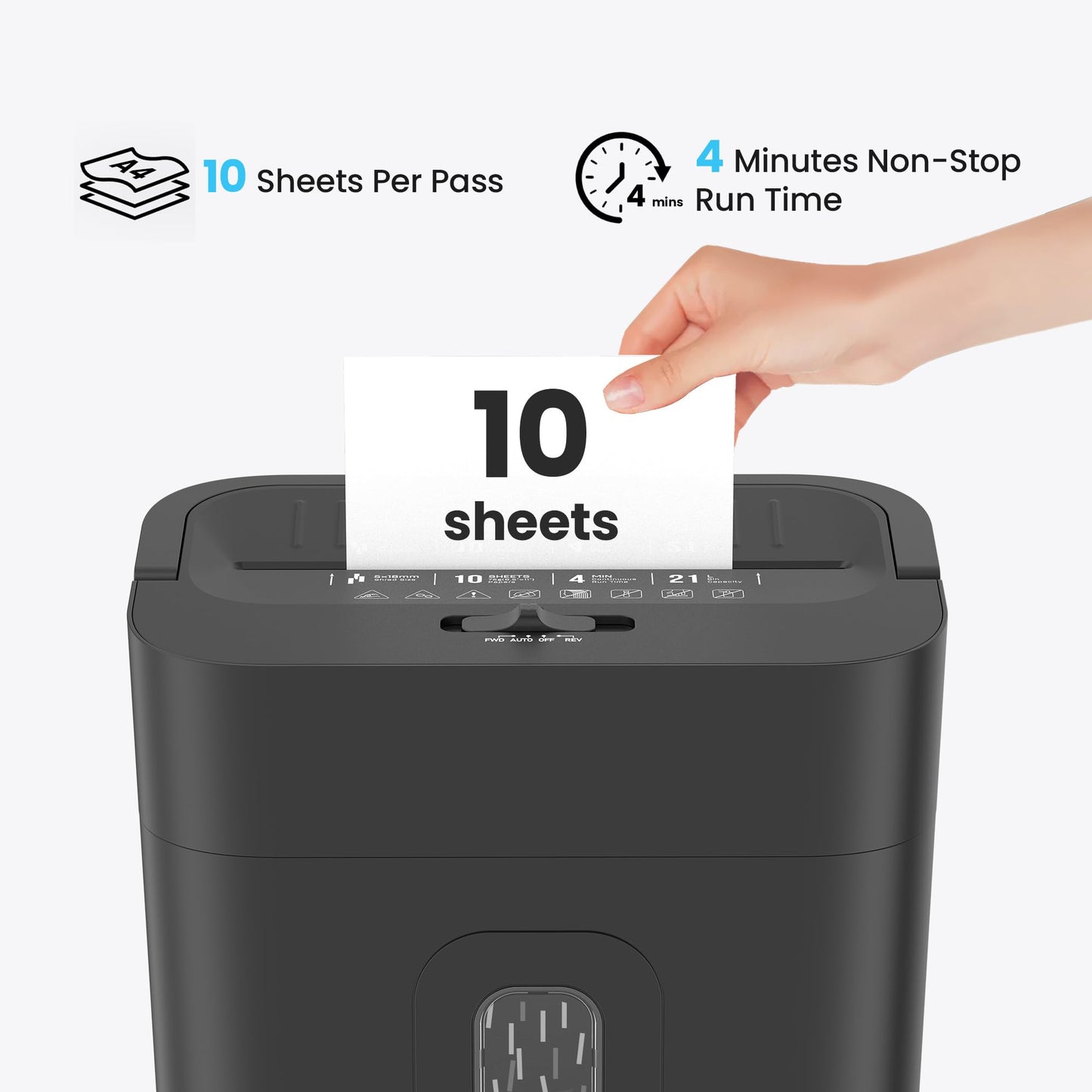 Locksworth 10-Sheet Cross Cut Paper Shredder, 5.55 Gallon Heavy Duty Shredder for Home Office, P-4 High Security Shredders for Paper/Credit Card/Mail/Staples/Clips, Portable Handle Design