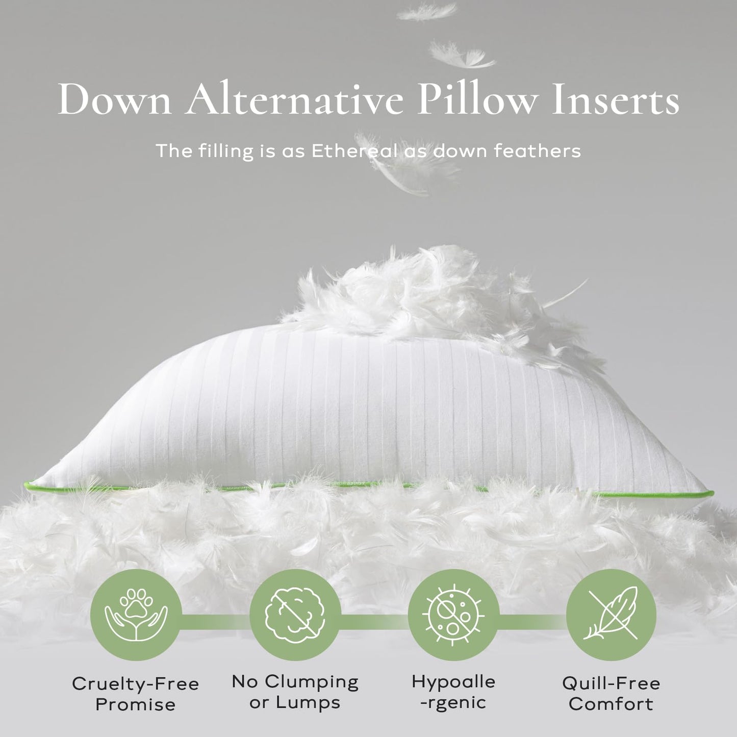 Ashler Home Deco Synthetic Down Pillow Inserts, 20x20 Down Alternative Throw Pillows Insert Sleeping Pillows with 100% Cotton Cover Decorative Pillow Stuffer for Sofa, Couch Bed(Set of 4, White)