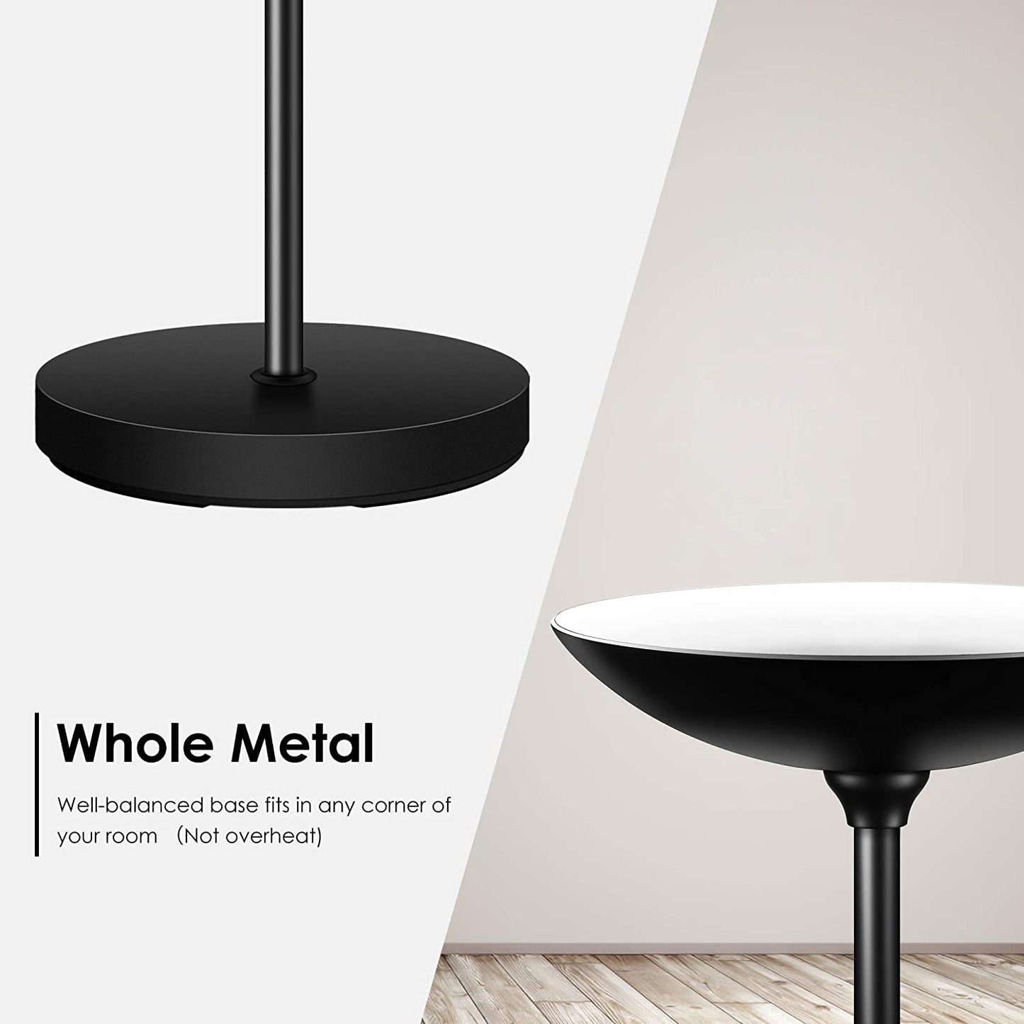 BoostArea Floor Lamp/Standing Lamp, 20W 2000LM LED Torchiere Lamp, Stepless Dimmable, Touch Control, 3000K Daylight, 50000hrs Lifespan for Living Room, Bedroom