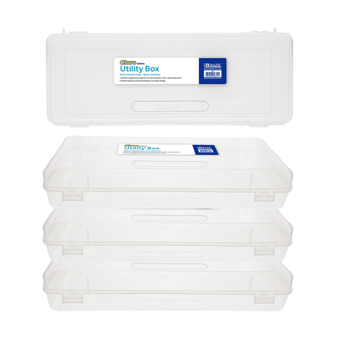 BAZIC PRODUCTS Clear Utility Box, Ruler Length, 1 Count, Cs/12