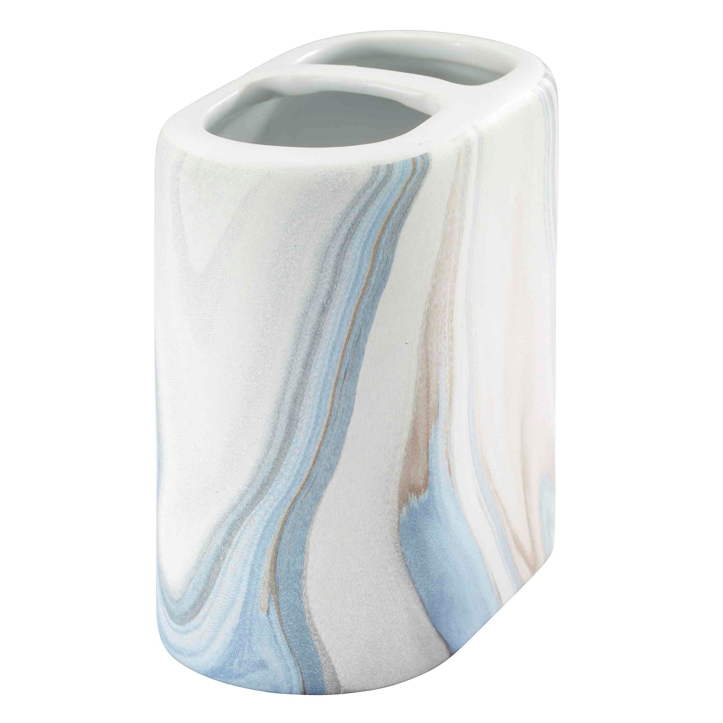 Avanti Linens - Toothbrush Holder, Resin Countertop Accessories, Guest Bathroom Essentials (Waves Collection, Blue)