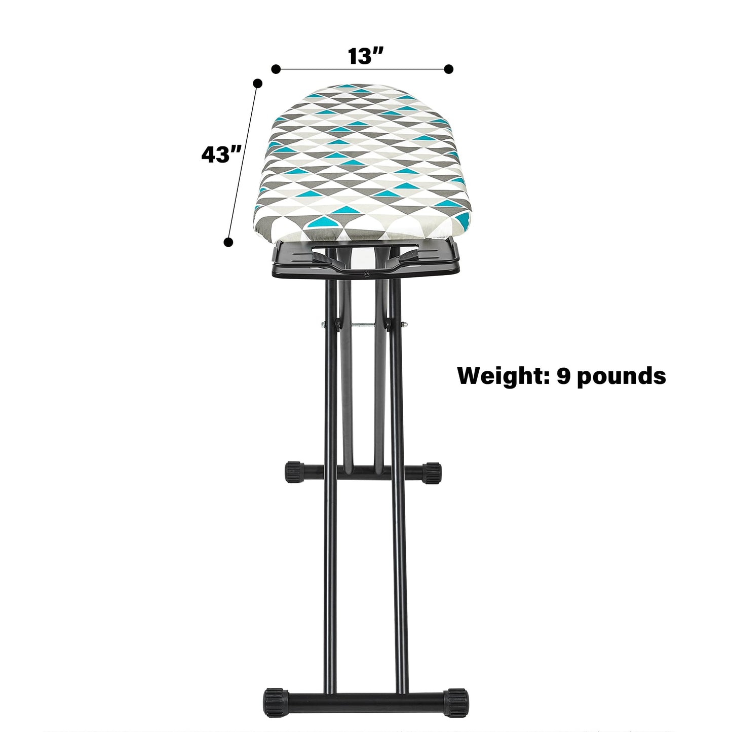 msezo Ironing Board 13x43 Extra Thick Heavy Duty Padded Cover，Full Size Ironing Board with Iron，Height Adjustable up to 36"，Anti-Skid Feet，Extra Wide Ironing Area