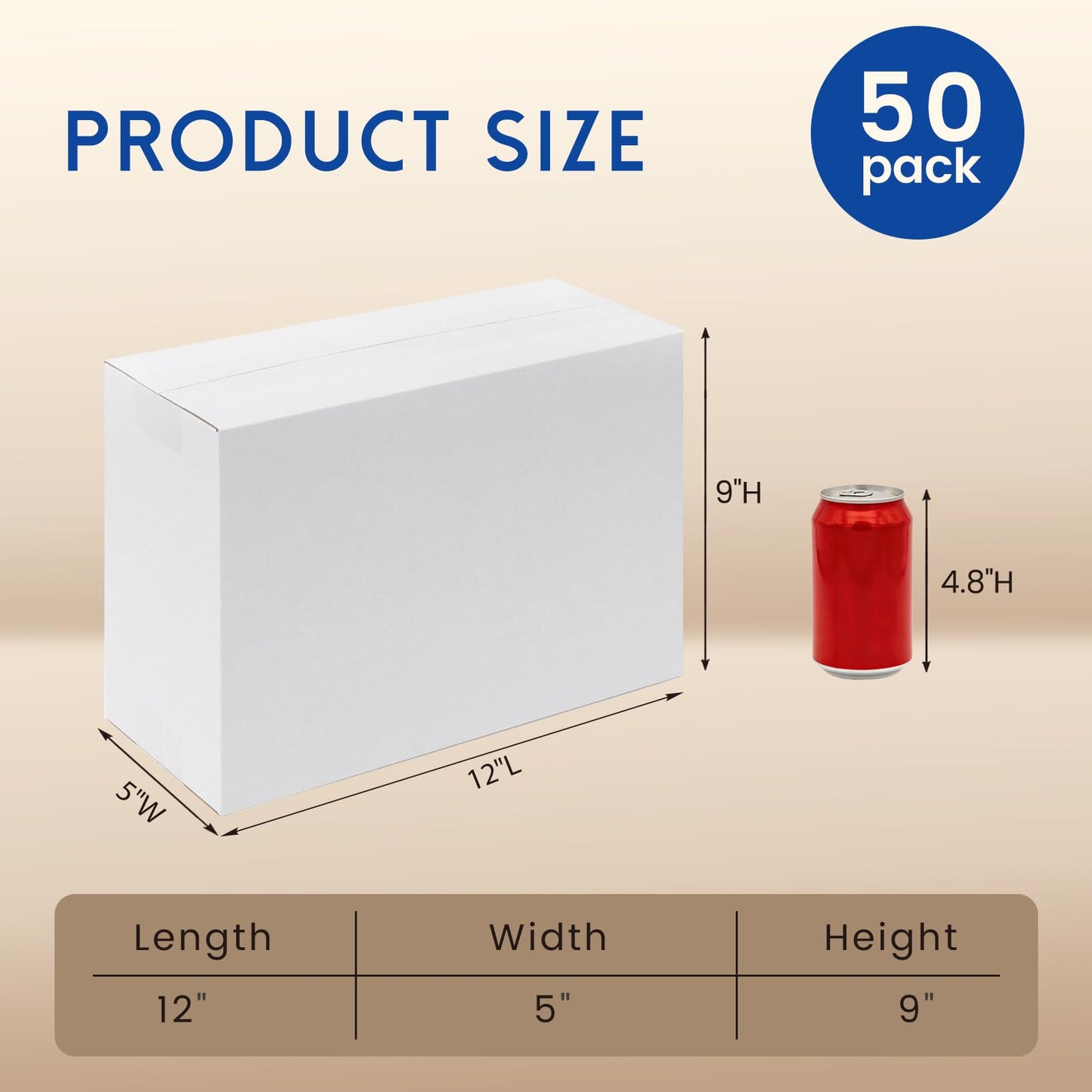 Mefleet 12x5x9" Shipping Boxes 50 Pack - Corrugated Cardboard Mailing Box Packaging for Small Business - White Mailer Packing Supplies
