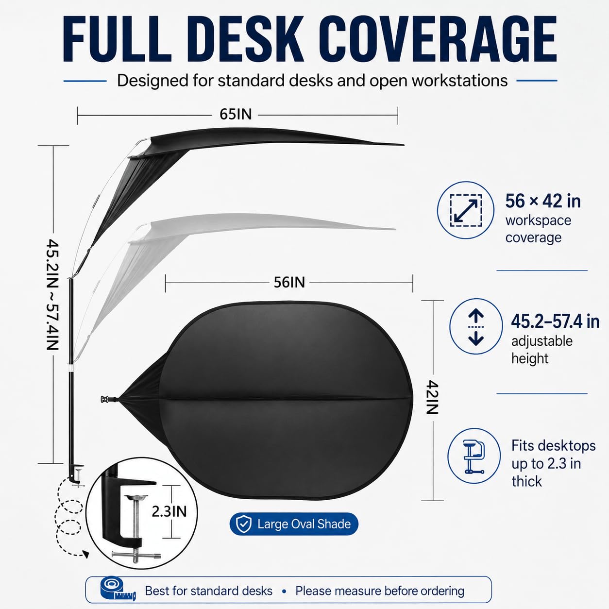 Professional Office Light Shield-Designed for Light-Sensitive and Headache-Prone Employees, Blocking 99% of Fluorescent Glare and Cold drafts, with a Large 56×42-inch Coverage