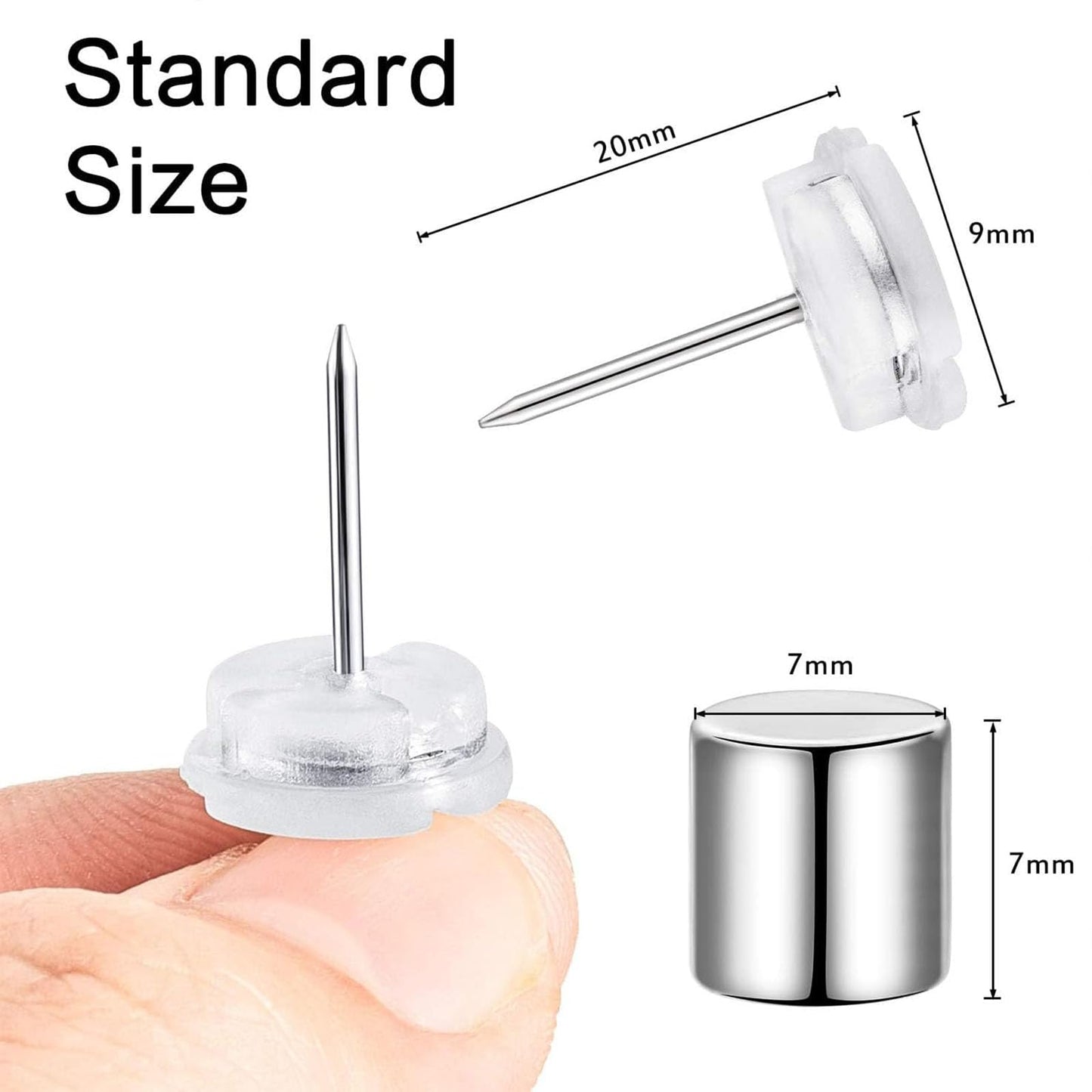 Outus 100 Sets Magnetic Push Pin Magnet Thumb Tack Poster Hanger Thumb Tacks for Wall School Supplies Classroom Decoration Bulletin Boards (Silver)
