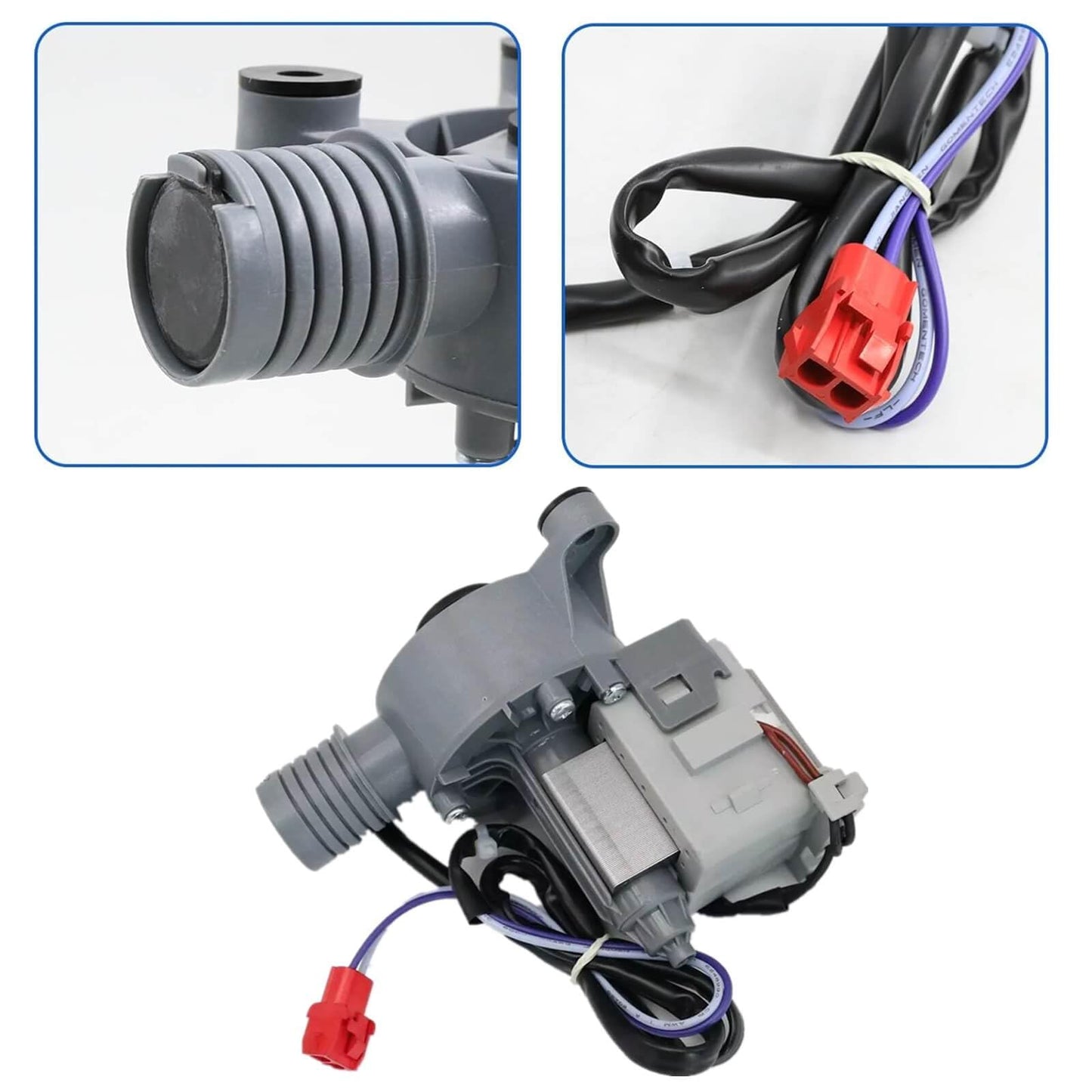 Washer Pump Assembly WH11X34742, Fit for Frigidaire 11001011000071 WH01X28078 AP7192541 PS16729517 EAP16729517 5304511363 4980769 FFTW4120SW Washing Machine Drain Pump Motor
