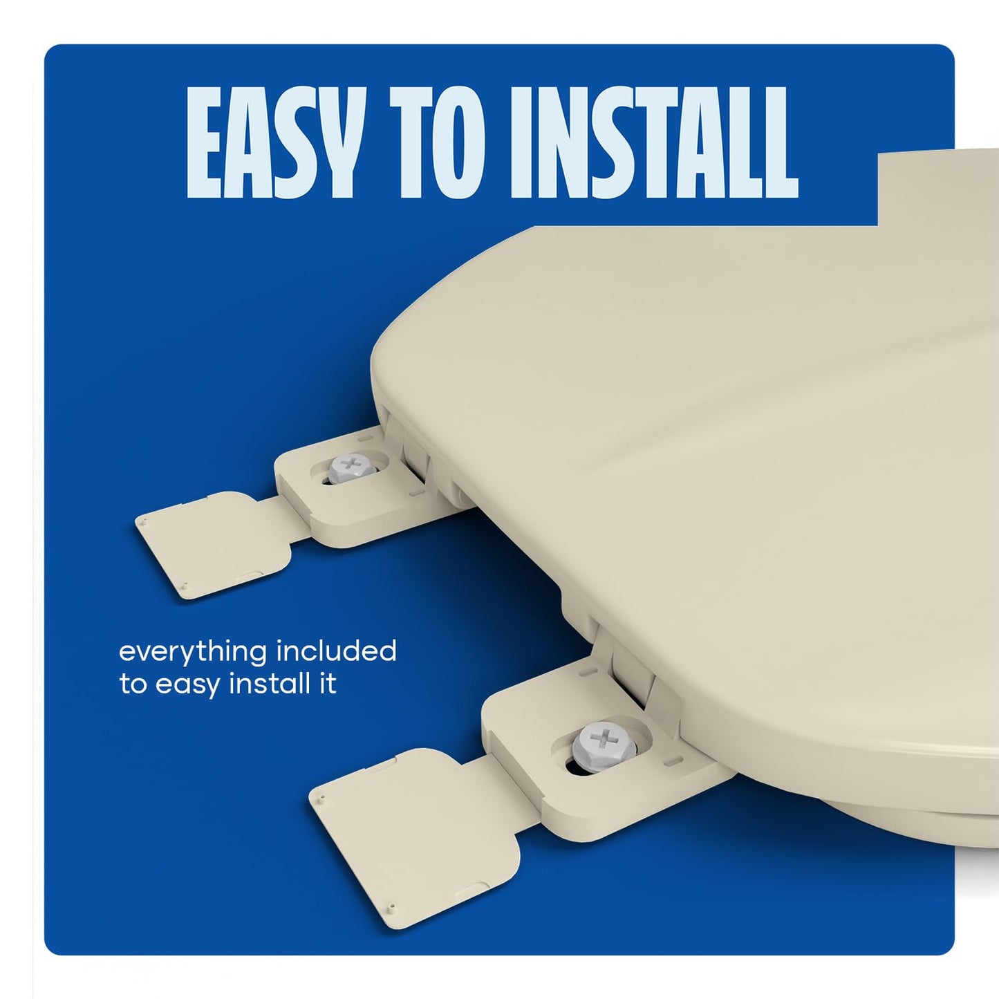 HIGHCRAFT Premium Elongated Toilet Seat with Adjustable Hinges - Molded Plastic Toilet Seat - Fits Standard Elongated Toilets - Oval Seat in Bone/Beige