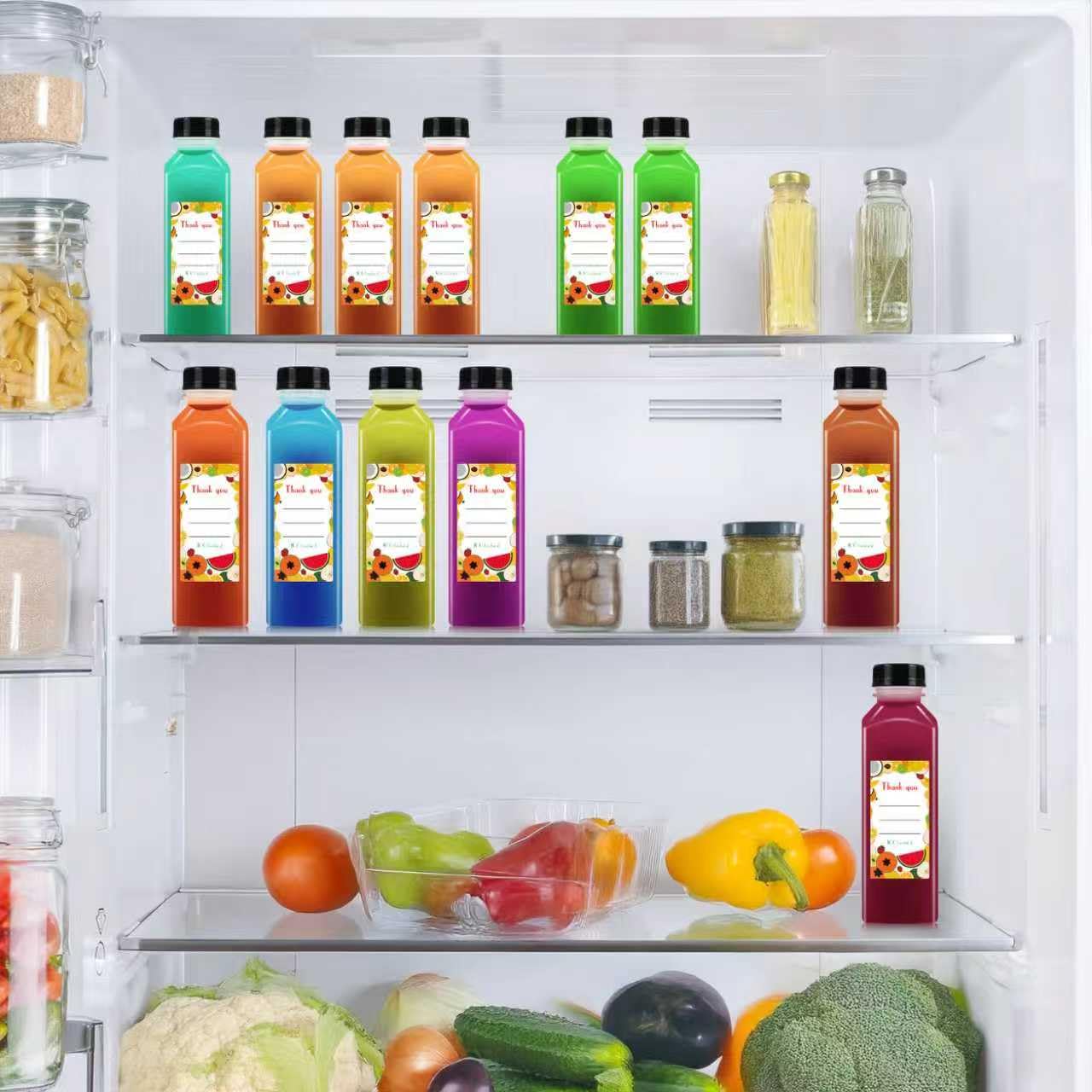 Garandad 36pcs 16 oz Plastic bottles with lids,Juice bottles with caps, Reusable Clear Bulk Beverage Containers for Juice, Milk and Other Beverages