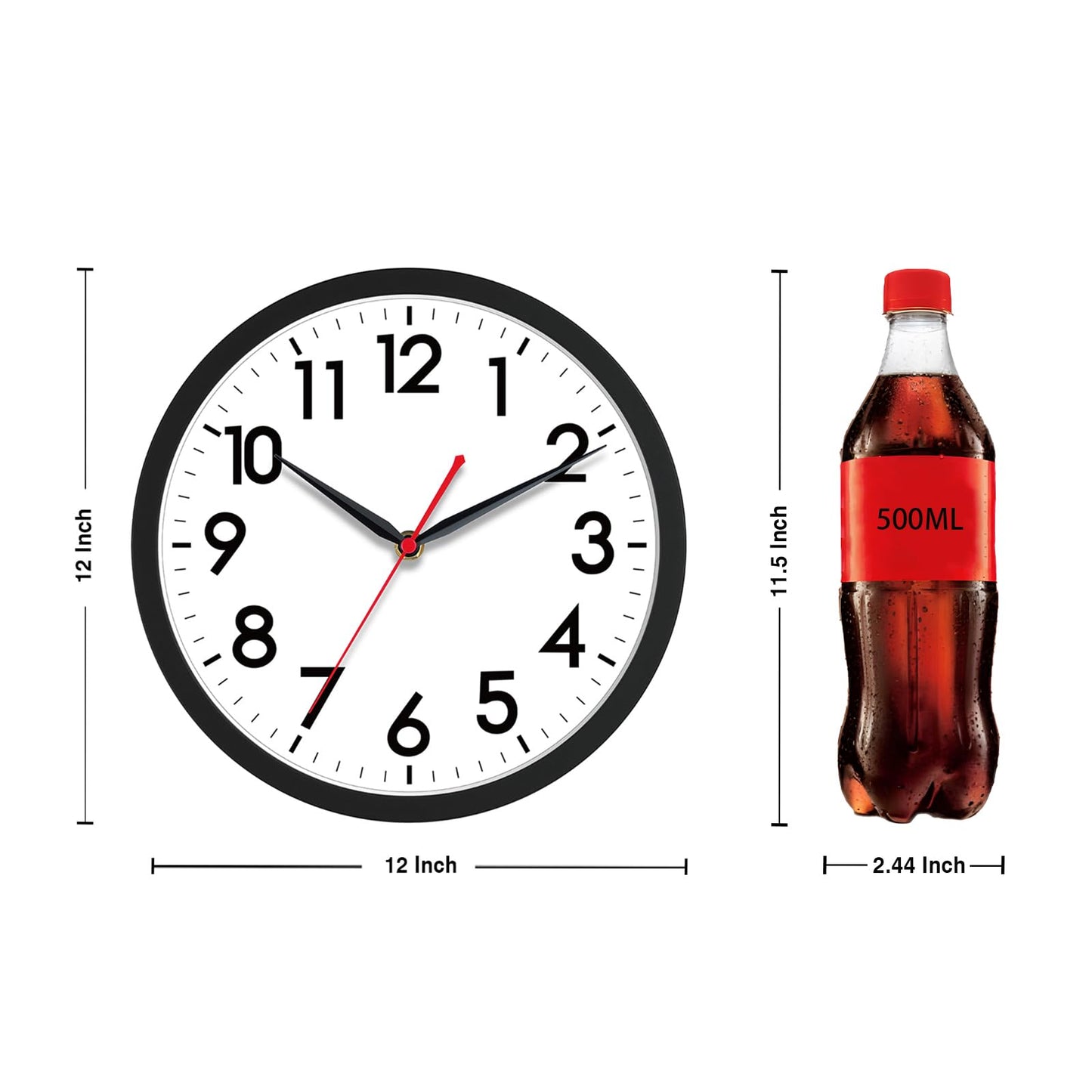 AKCISOT 12 Inch Wall Clock Silent Non-Ticking Modern Wall Clocks Battery Operated - Analog Classic Clock for Office, Home, Bathroom, Kitchen, Bedroom, School, Living Room(Black)