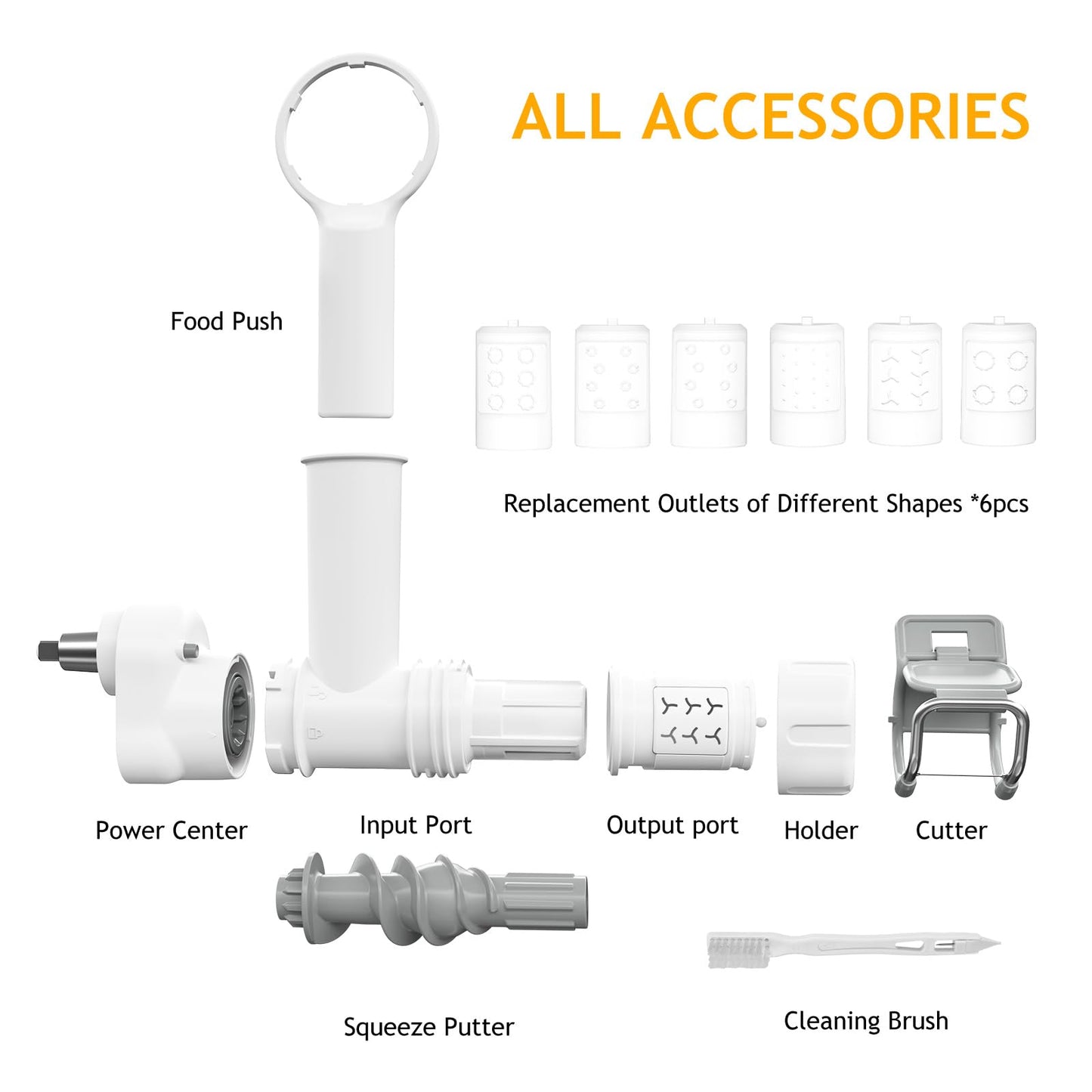 Pasta Maker Attachment for Kitchenaid Stand Mixer with 6 Different Shapes of Pasta Outlet, Durable for Kitchenaid Accessories and Attachments, Dishwasher Safe