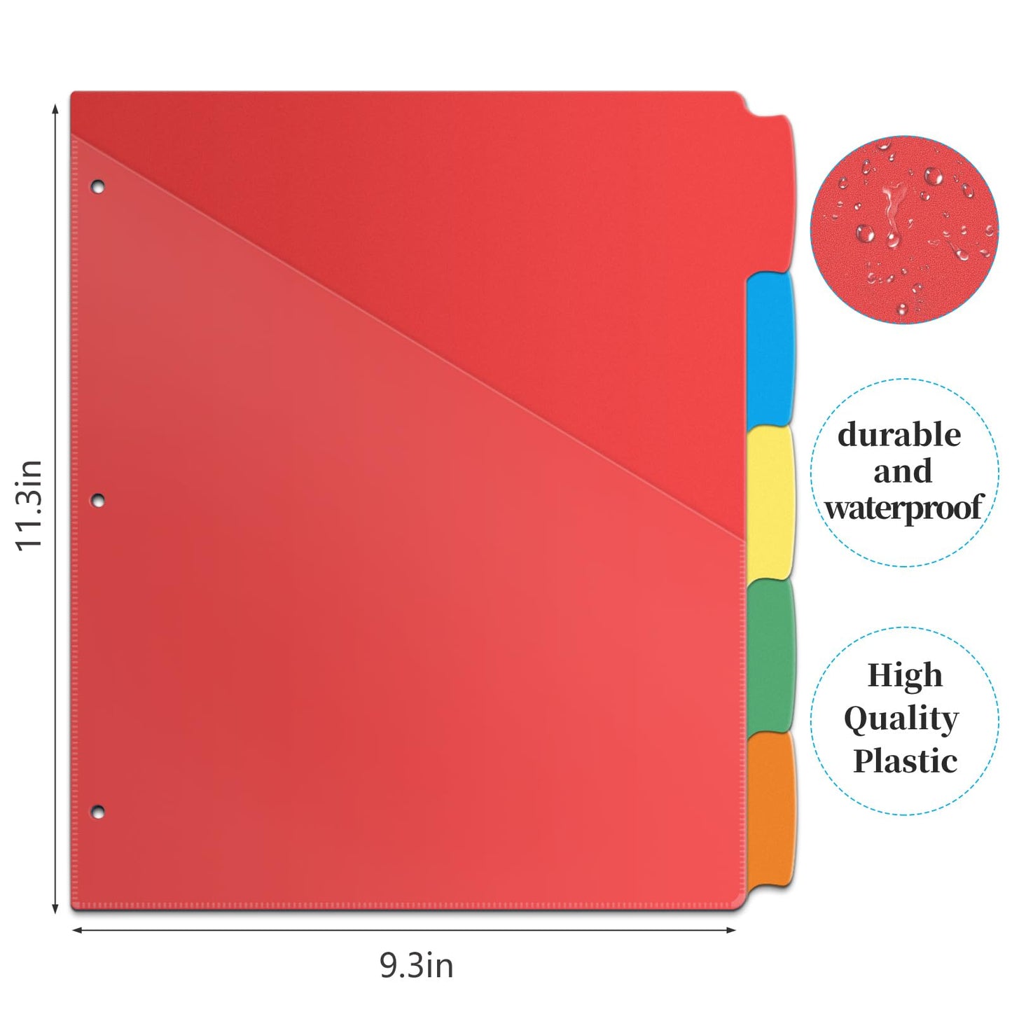V-Opitos 24 Set 5-tab Index Dividers for 3 Ring Binders, Plastic Dividers with Clear Front Pocket, 120 Pcs Multicolor Dividers for School & Office Supplies