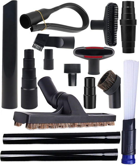 15 Pcs Vacuum Attachments for Shop Vac Accessories with Vacuum Adapters, 1 1/4" Vacuum Brush Flexible Crevice Tool and Vacuum Wand for Multi-vacuum Households & Car Detailing & Hard-to-reach Areas