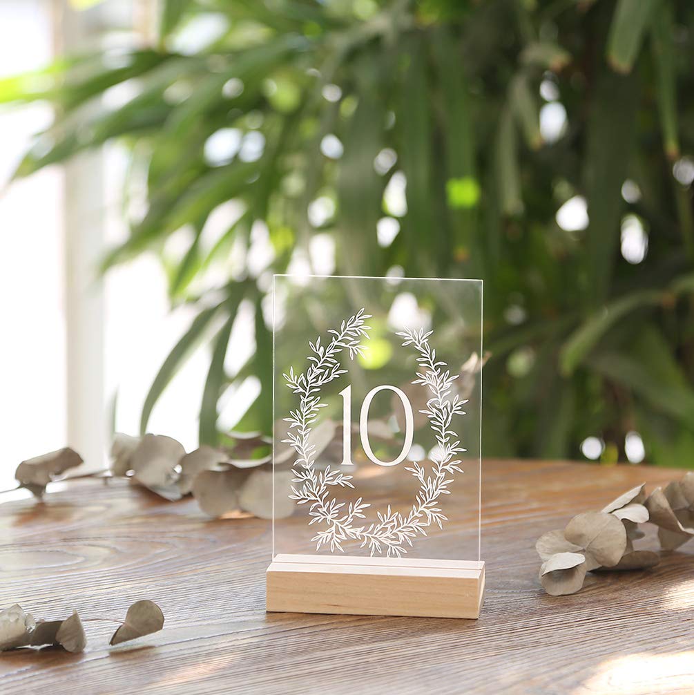 UNIQOOO 20 Pack 4" Birch Wood Stands for Wedding Acrylic Sign, Wood Table Number Holders for 1/8 Thick Acrylic Sheets | Wedding Display Stand, Card Holder, Great for Bar Menu, Retail Sign, Party and Events
