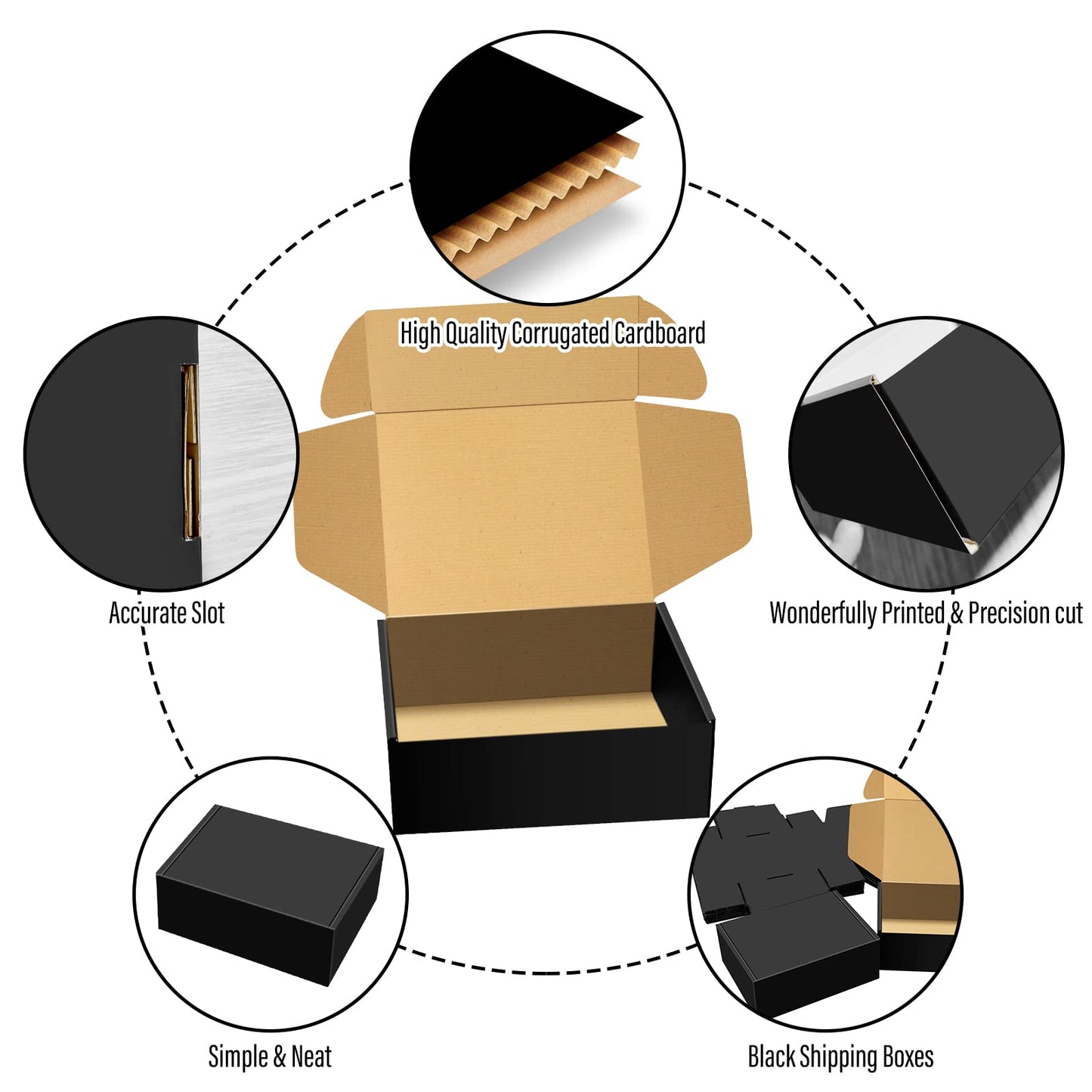 BoShahai 30 Pack 9x6x4 inches Black Shipping Boxes, Corrugated Mailer Boxes, Packaging Boxes for Products, Recyclable Cardboard Box, Flat Literature Mailers for Gifts, Clothings by Mailing