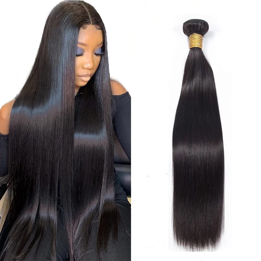 10A Straight Human Hair 1 Bundles 24 Inch 100% Unprocessed Brazilian Virgin Straight Weave Single Bundles Human Hair