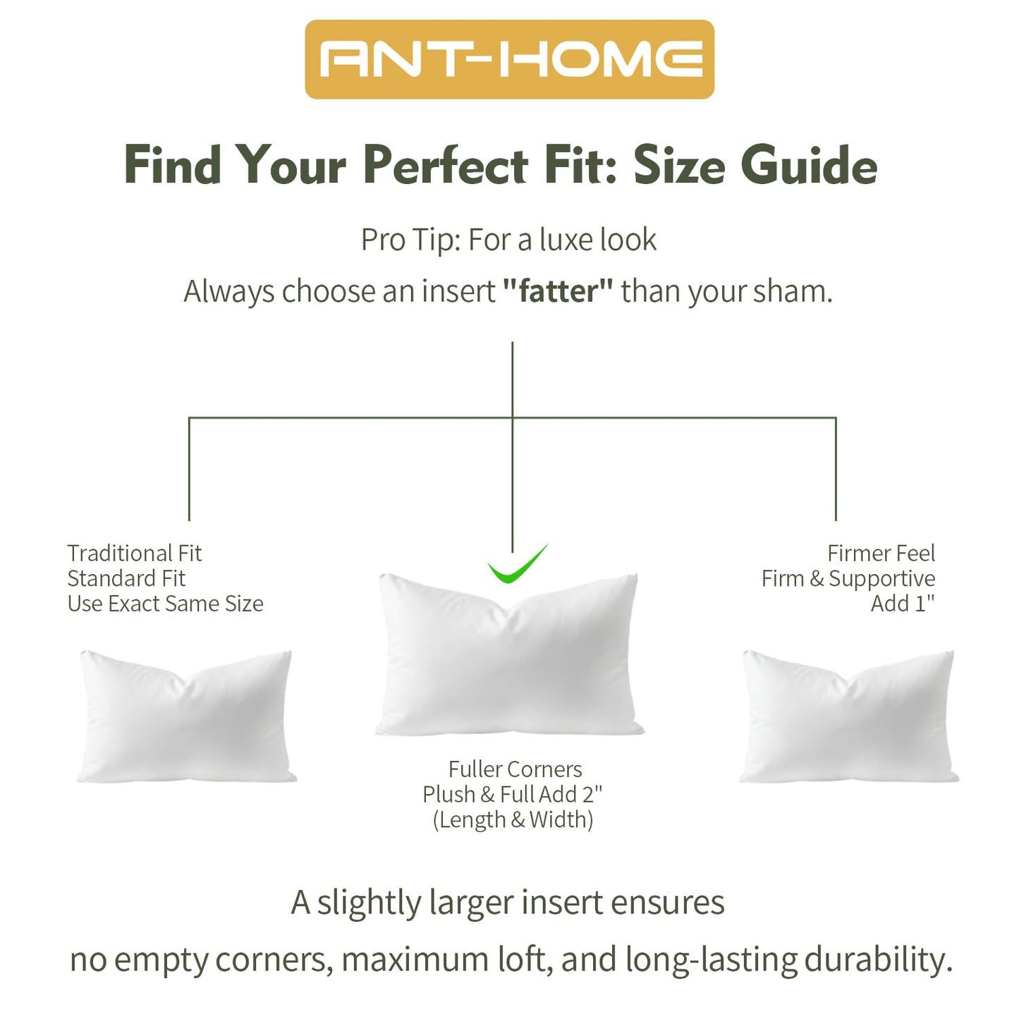 ANT-HOME 16"x26" Pillow Inserts Soft Feather Pillow Set of 1 Indoor Decorative Sofa Down Pillows Bed Pillows Couch Pillow