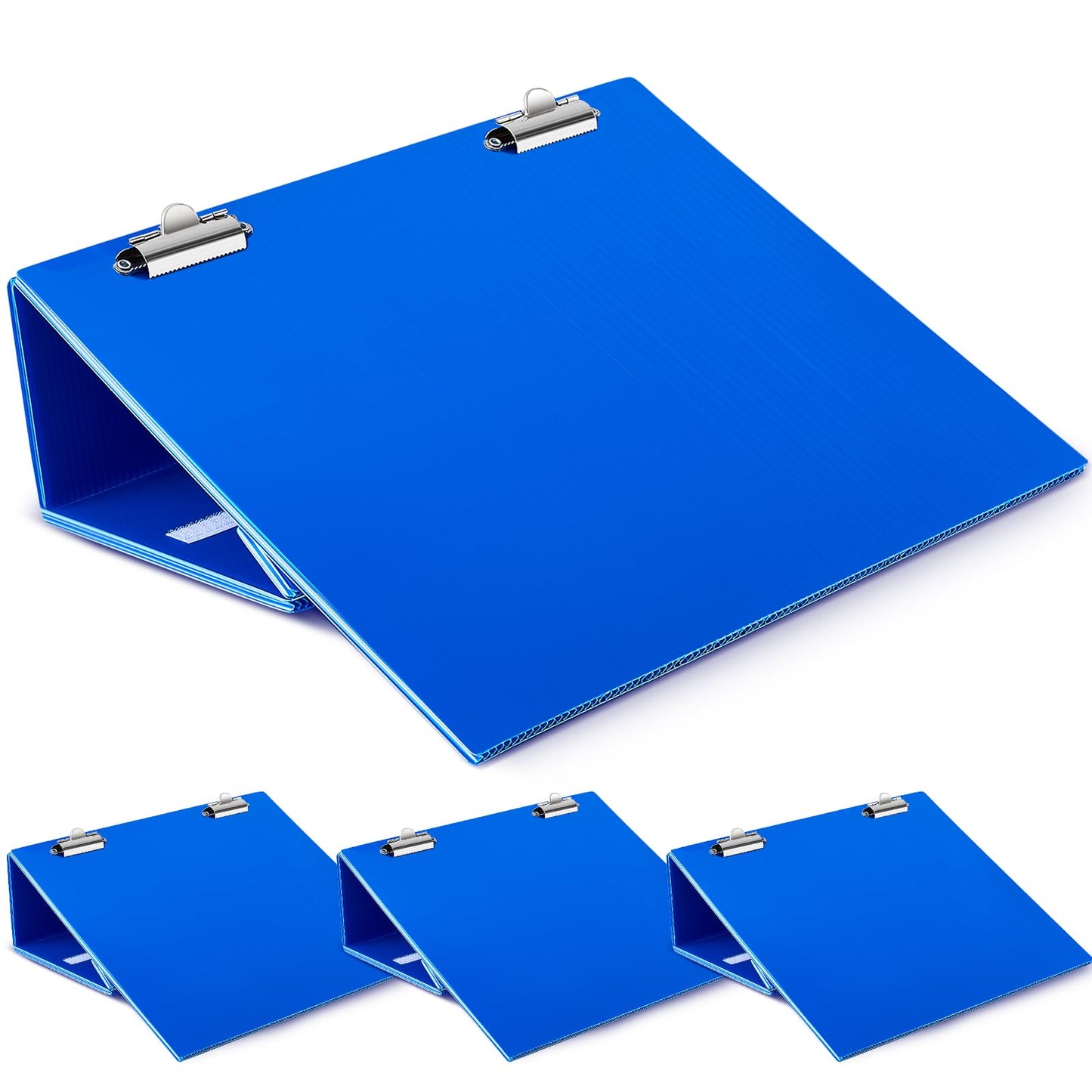 Nuanchu 4 Pcs Folding Slant Board for Writing 14 x 12 Inch Large Slanted Clipboard Adjustable Tilted Writing Boards Sloped Surface to Improve Handwriting Legibility Endurance (Blue)