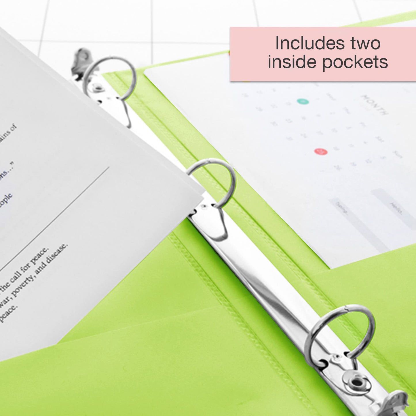 BAZIC Products Lime Green 0.5 Inch View Binder, 3 Ring, Cs/12