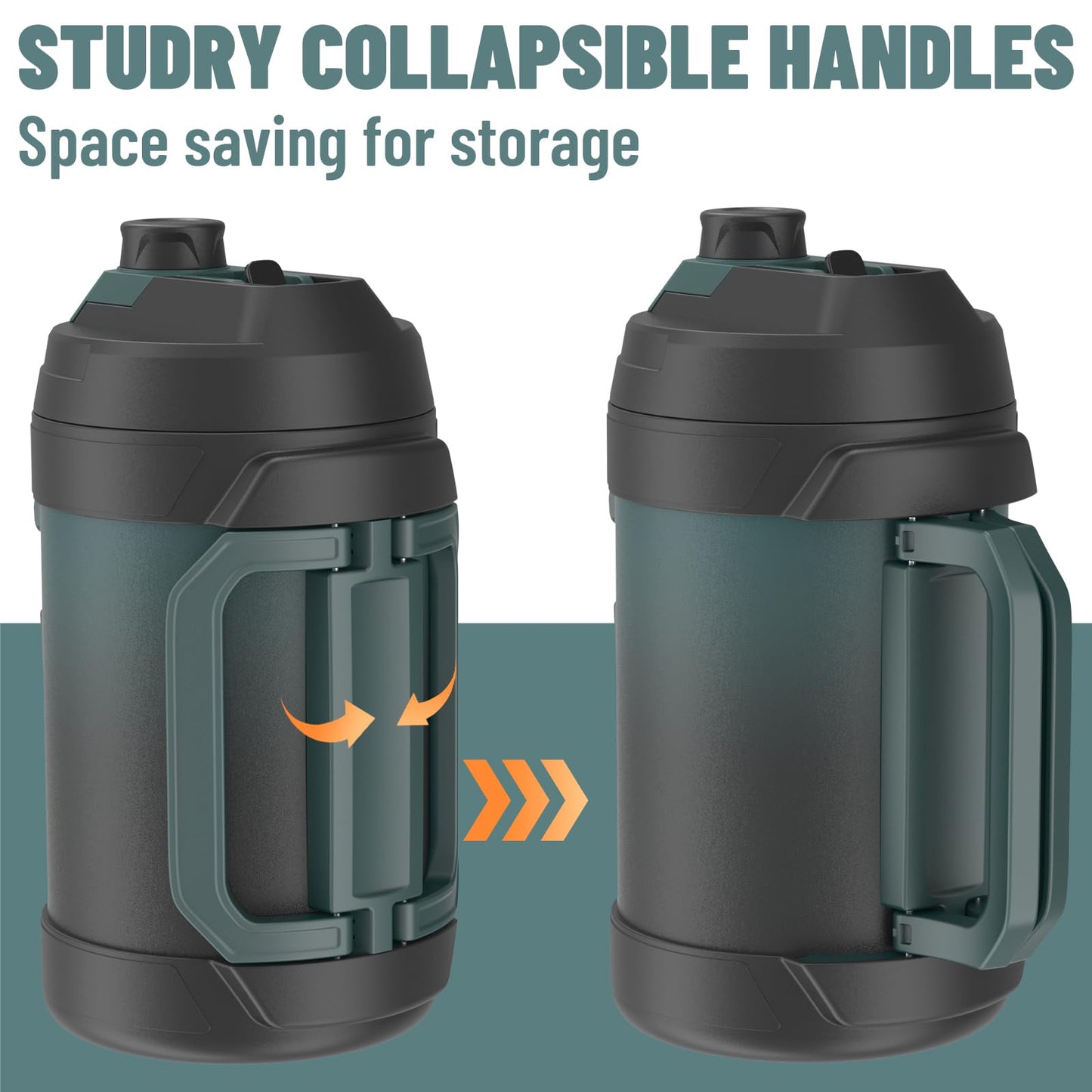 Zukro 1 Gallon Water Jug, One Gallon Large Triple Wall Insulated Water Bottle With Straw and Spout, Keep Cold 48 Hours, No Sweat 128 oz Stainless Steel Sport Jug For Gym, Camping, Outdoors, Black