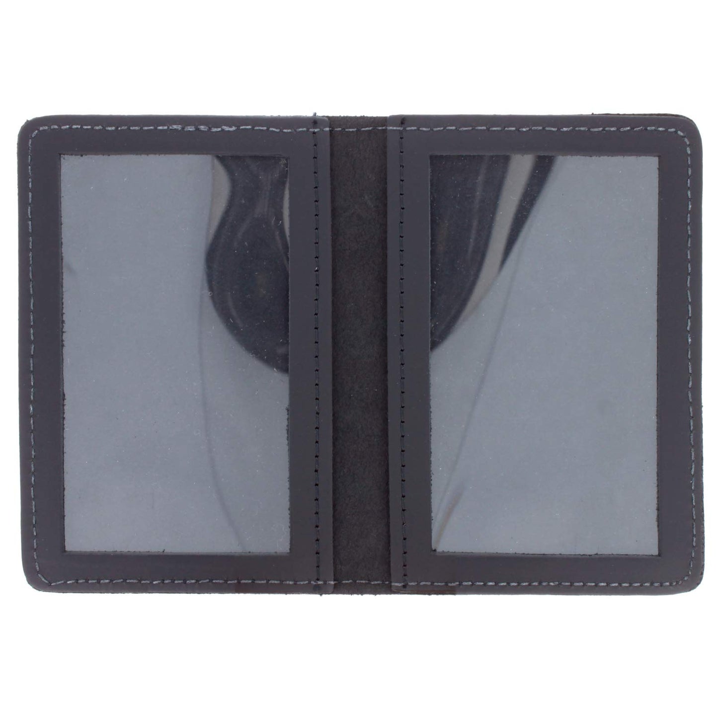 ASR Federal Leather Bifold Minimalist Double ID Card Credential Holder (Smooth Black)