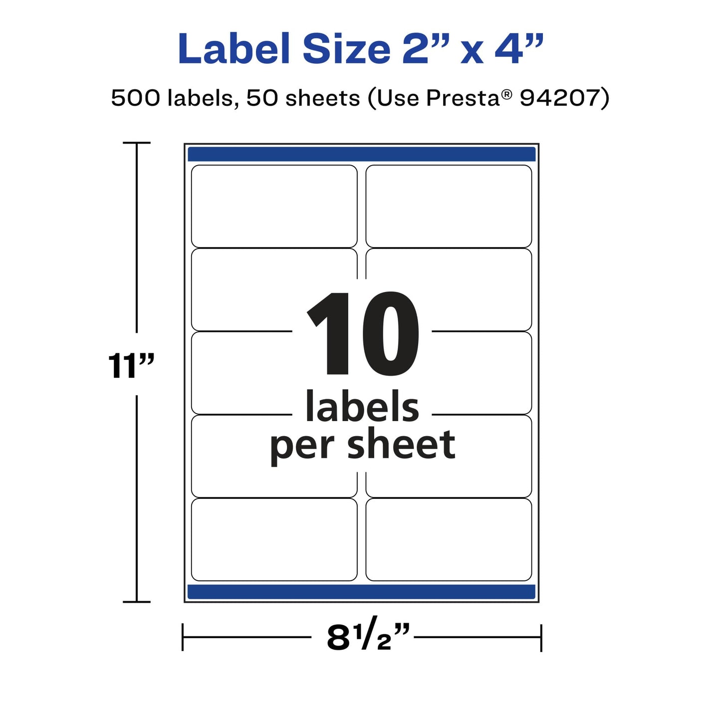 Avery Matte White Removable Rectangle Labels, Sure Feed Technology, 2" x 4", 500 Removable Labels, Laser/Inkjet Printable